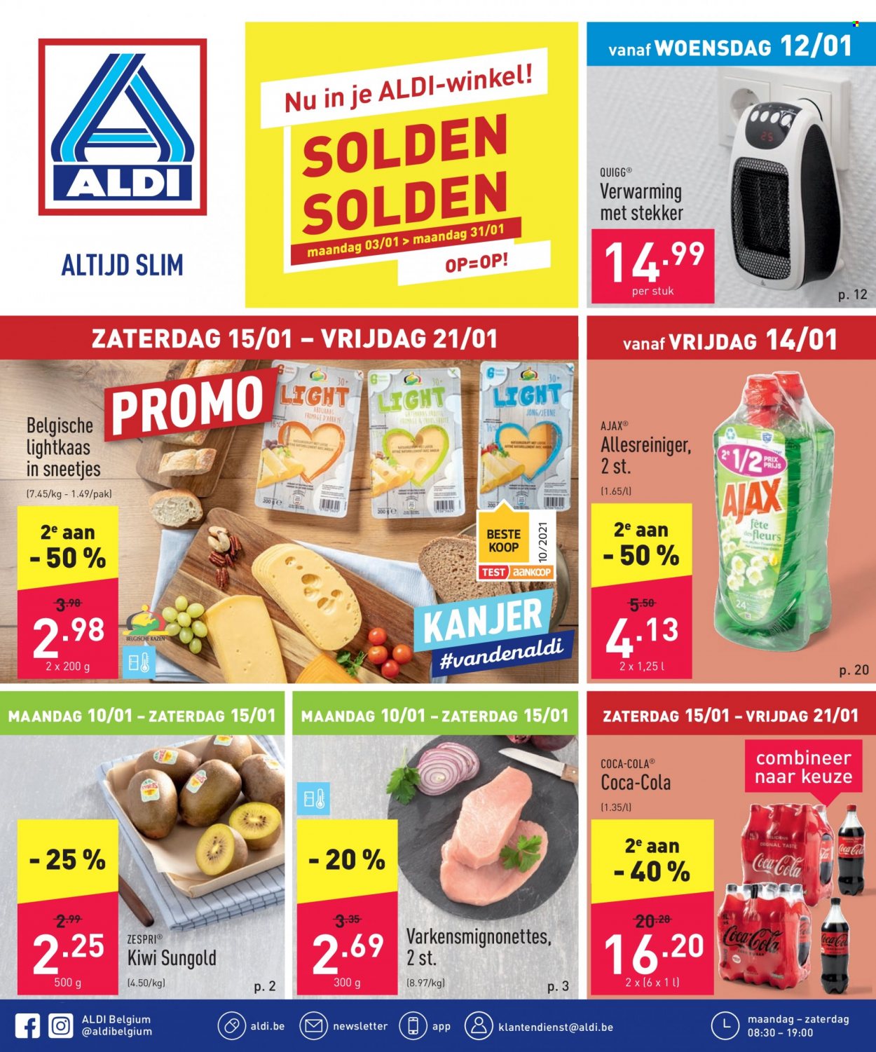thumbnail - Catalogue ALDI - 10/01/2022 - 21/01/2022 - Produits soldés - kiwi, Coca-Cola, fleur. Page 1.