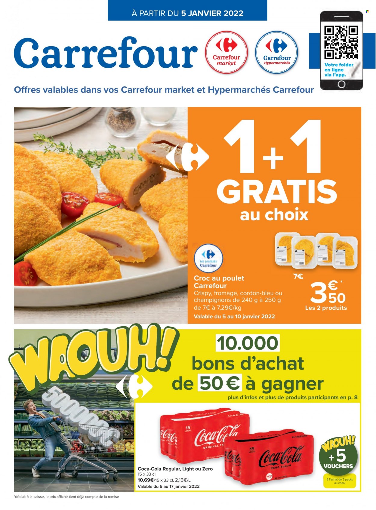 thumbnail - Catalogue Carrefour - 05/01/2022 - 17/01/2022 - Produits soldés - fromage, Coca-Cola. Page 1.