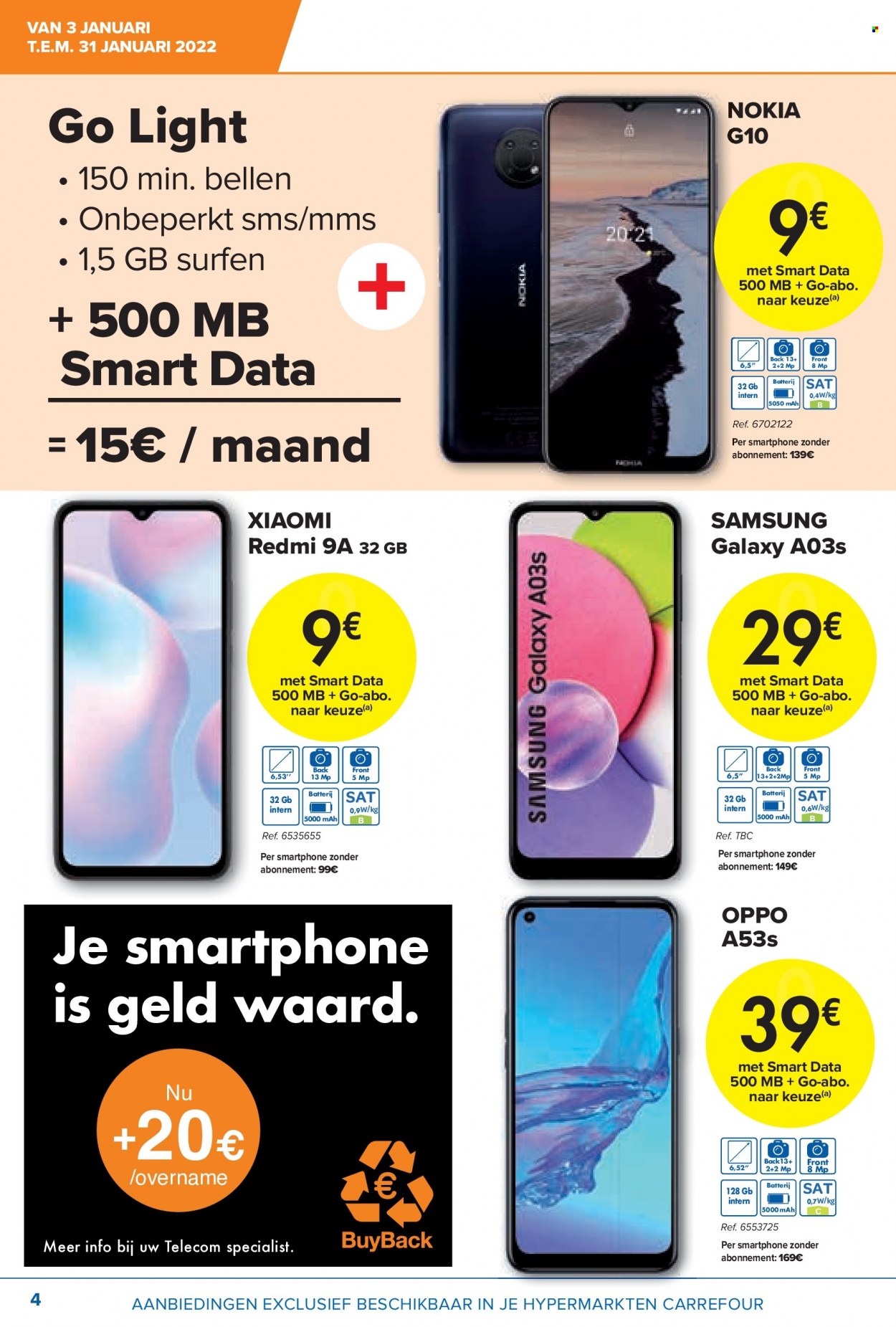 thumbnail - Carrefour hypermarkt-aanbieding - 03/01/2022 - 31/01/2022 -  producten in de aanbieding - Samsung, Nokia, smartphone. Pagina 4.