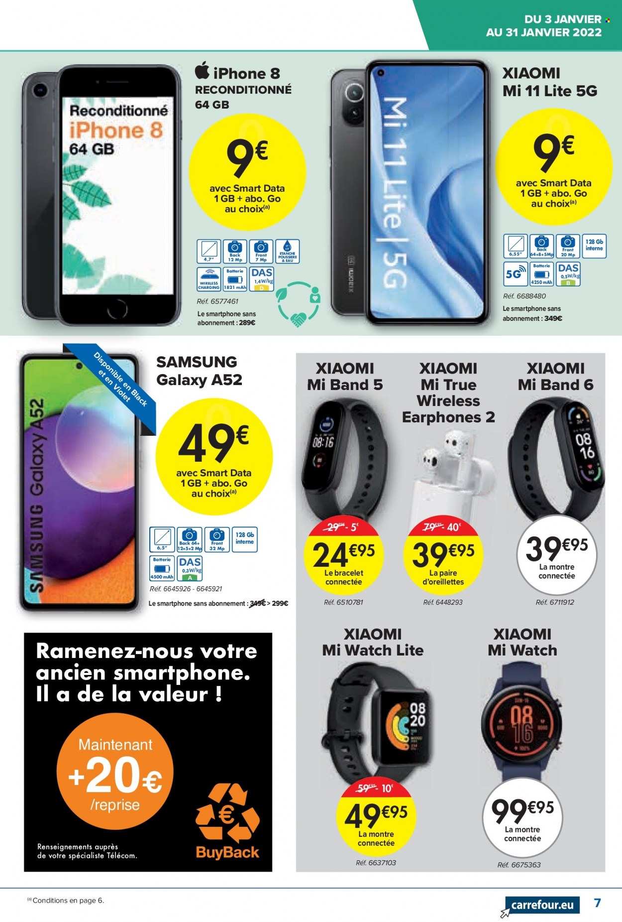 thumbnail - Carrefour hypermarkt-aanbieding - 03/01/2022 - 31/01/2022 -  producten in de aanbieding - Samsung, iPhone 8, smartphone, iPhone. Pagina 7.