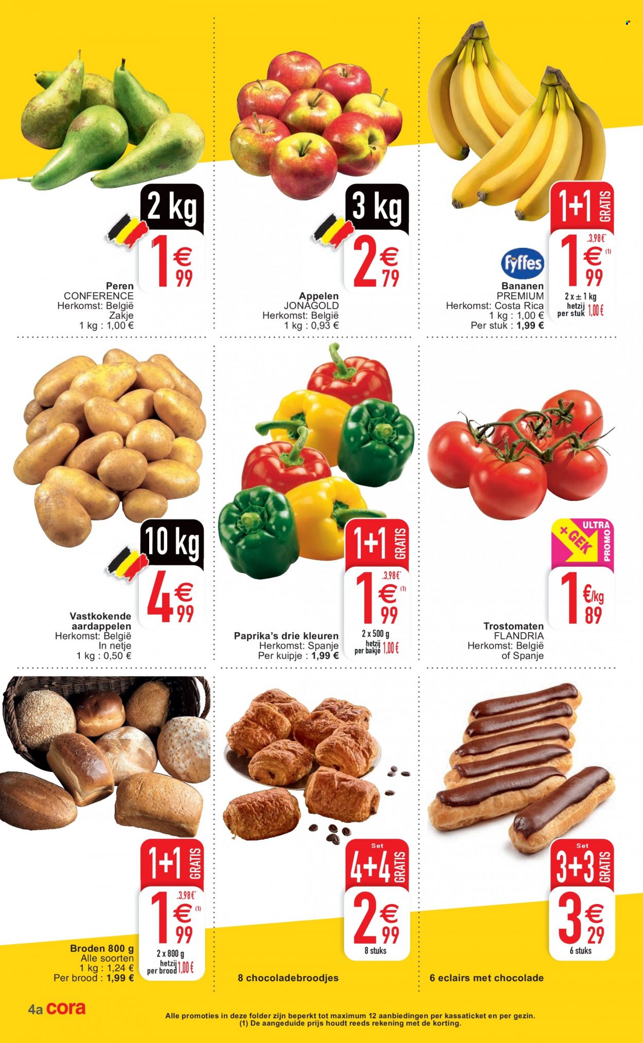 thumbnail - Cora-aanbieding - 11/01/2022 - 17/01/2022 -  producten in de aanbieding - brood, éclairs, aardappelen, chocolade. Pagina 4.