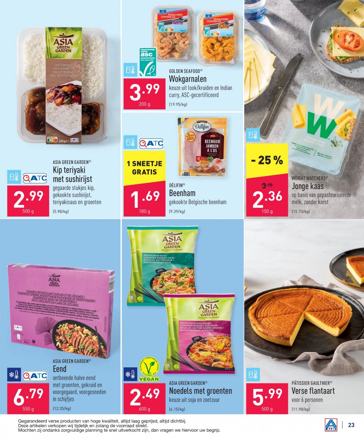 thumbnail - ALDI-aanbieding - 17/01/2022 - 28/01/2022 -  producten in de aanbieding - beenham, Jonge Kaas, kaas, melk, sushirijst, noedels, curry, teriyaki. Pagina 23.