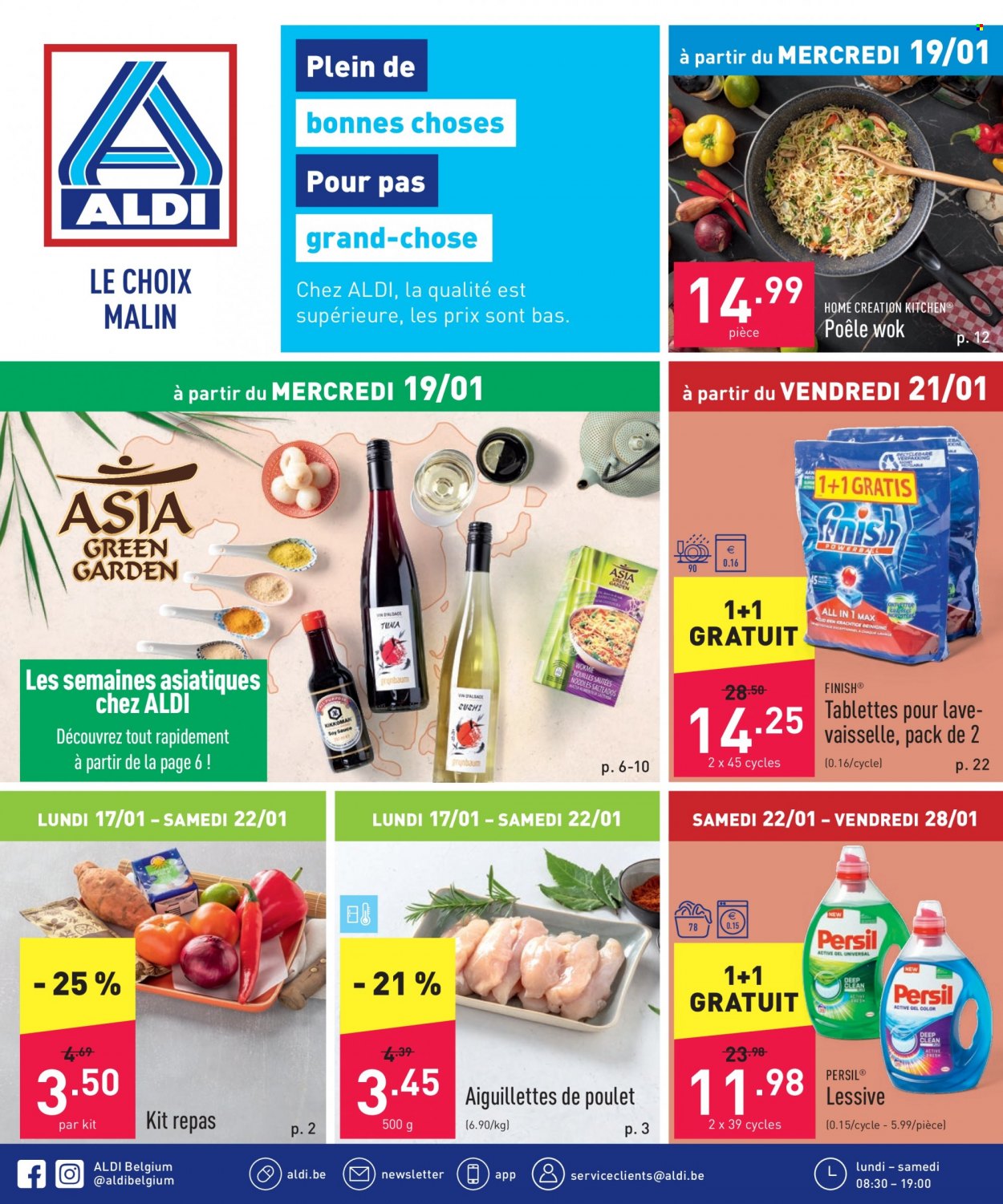 thumbnail - Catalogue ALDI - 17/01/2022 - 28/01/2022 - Produits soldés - escalope de poulet, sushi, vin, persil, poêle. Page 1.