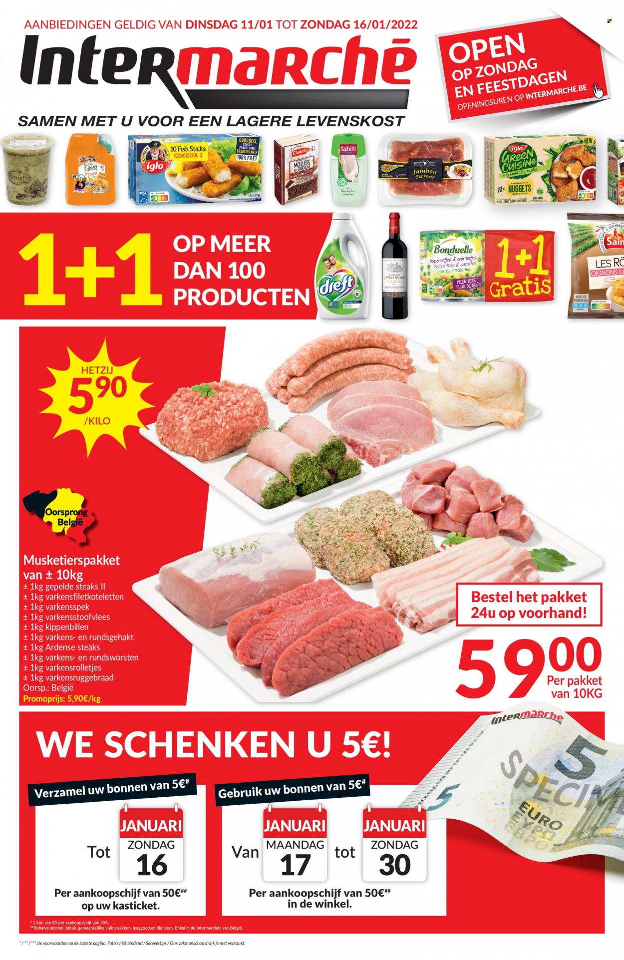 thumbnail - Intermarché-aanbieding - 11/01/2022 - 16/01/2022 -  producten in de aanbieding - vuilniszakken, steak. Pagina 1.