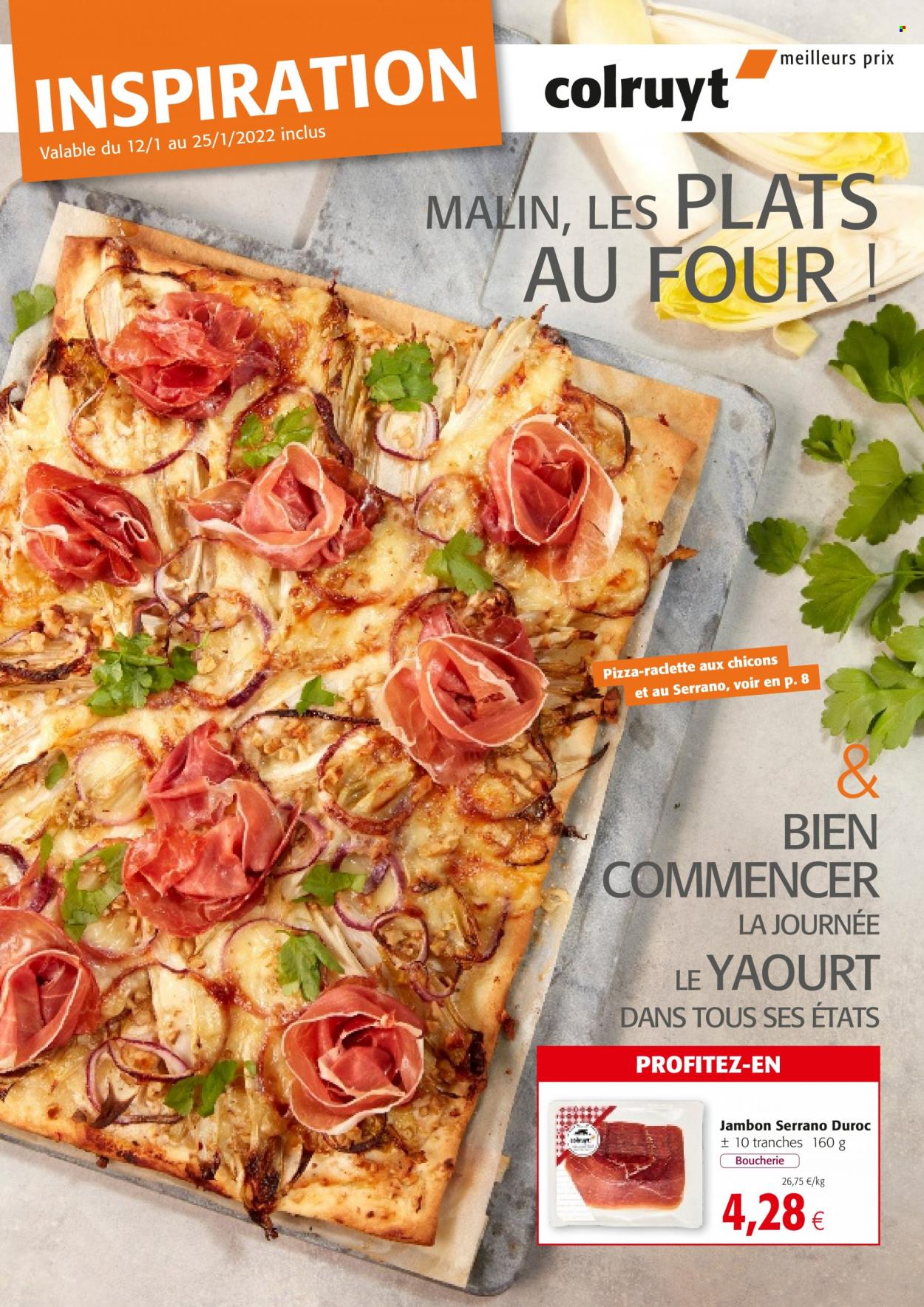 thumbnail - Catalogue Colruyt - 12/01/2022 - 25/01/2022 - Produits soldés - La Raclette, yaourt, pizza. Page 1.