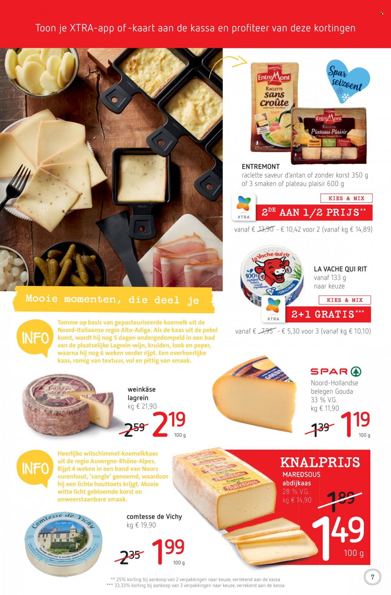 thumbnail - SPAR-aanbieding - 13/01/2022 - 26/01/2022 -  producten in de aanbieding - Vichy, kaas, La Vache Qui Rit, Raclette, gouda, wijn. Pagina 7.