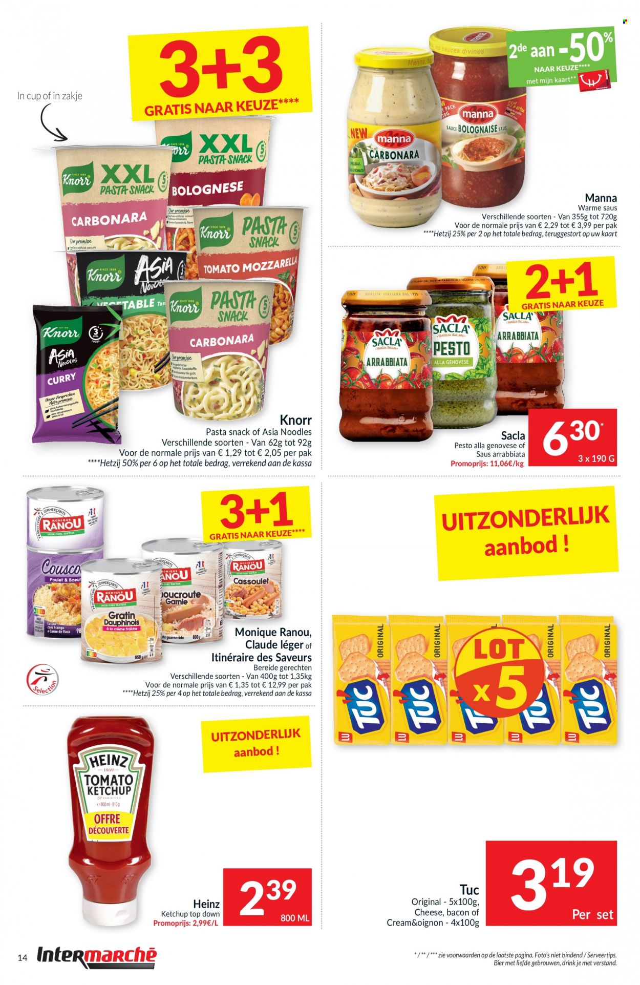 thumbnail - Intermarché-aanbieding - 18/01/2022 - 23/01/2022 -  producten in de aanbieding - bier, Knorr, bacon, Heinz, pasta, pesto. Pagina 14.