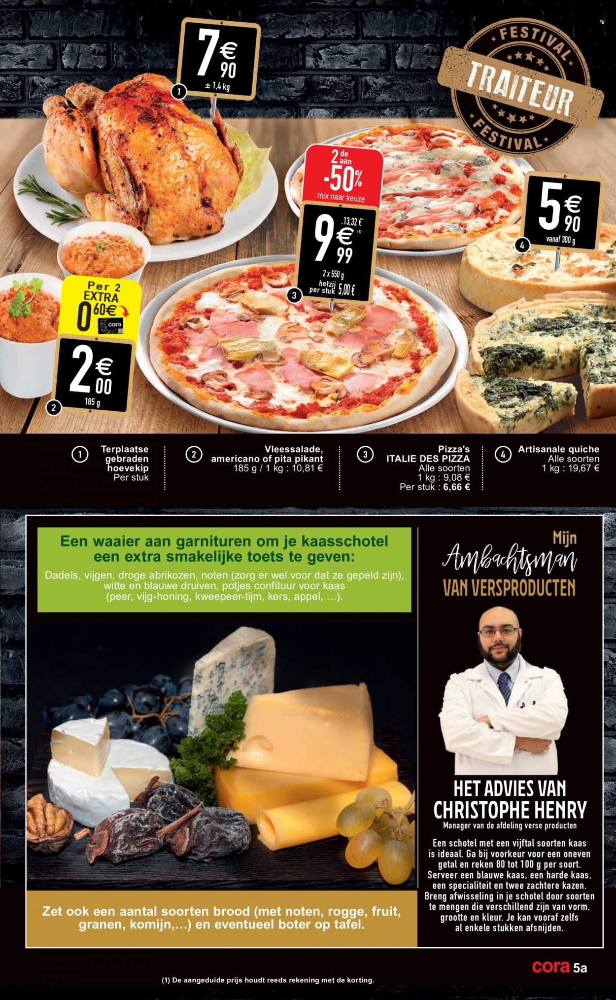thumbnail - Cora-aanbieding - 18/01/2022 - 24/01/2022 -  producten in de aanbieding - pita, brood, druiven, peer, vijgen, abrikozen, pizza, kaas, tijm. Pagina 5.