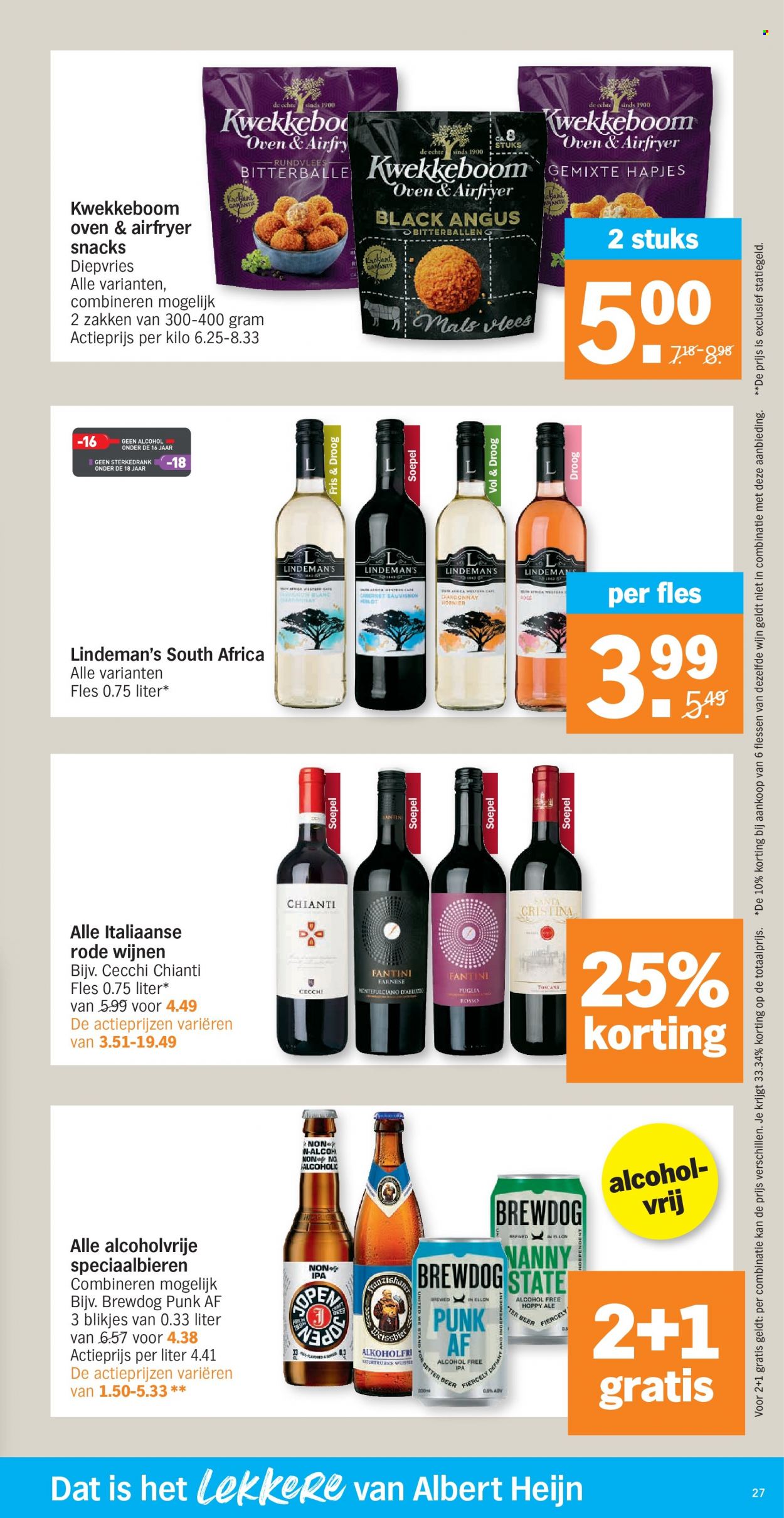 thumbnail - Albert Heijn-aanbieding - 17/01/2022 - 23/01/2022 -  producten in de aanbieding - Kwekkeboom, Chianti, wijn. Pagina 27.