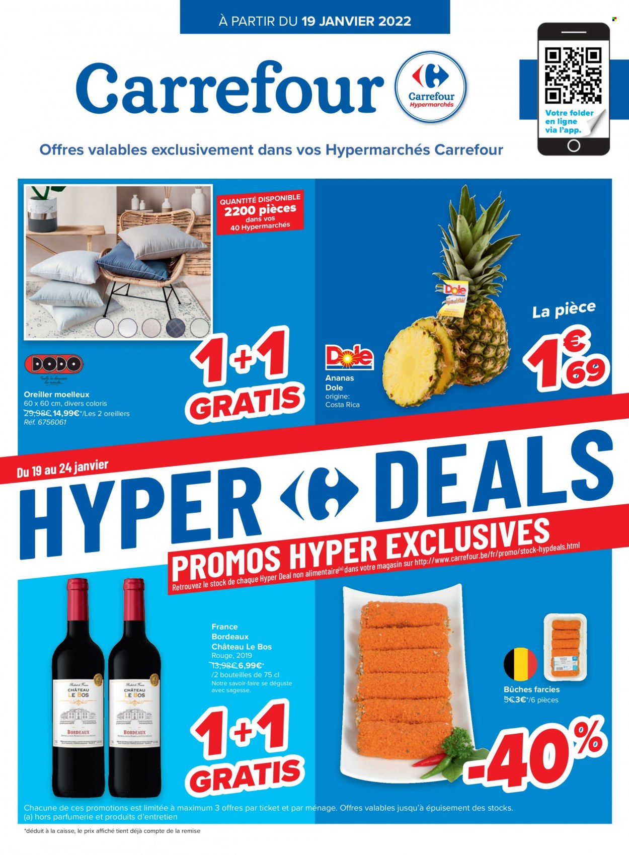 thumbnail - Catalogue Carrefour hypermarkt - 19/01/2022 - 31/01/2022 - Produits soldés - vin rouge, Bordeaux, oreiller. Page 1.