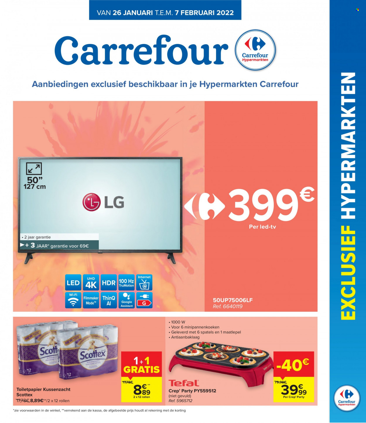 thumbnail - Carrefour hypermarkt-aanbieding - 26/01/2022 - 07/02/2022 -  producten in de aanbieding - Tefal, LG, TV. Pagina 1.