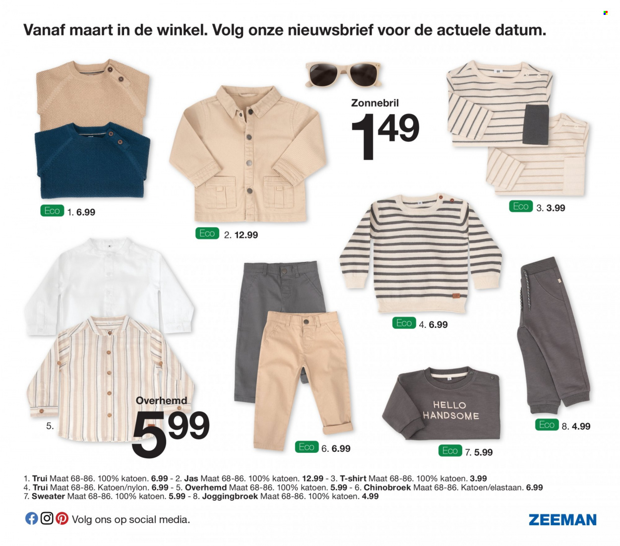 thumbnail - Zeeman-aanbieding -  producten in de aanbieding - joggingbroek, shirt, t-shirt, trui, zonnebril. Pagina 21.