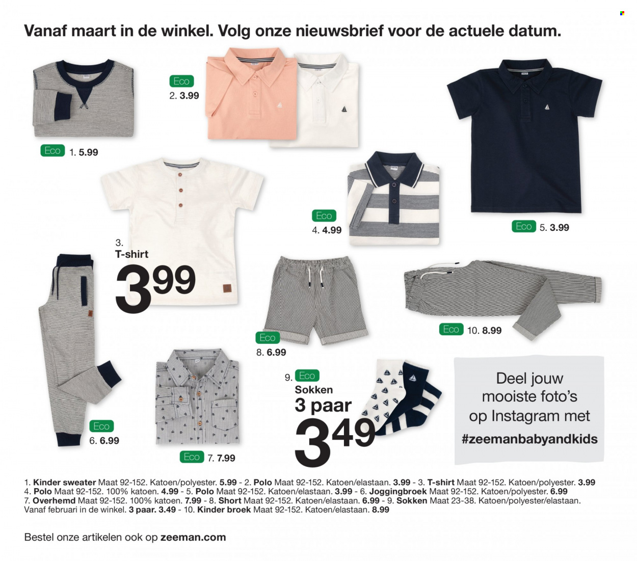 thumbnail - Zeeman-aanbieding -  producten in de aanbieding - joggingbroek, short, broek, shirt, t-shirt. Pagina 34.