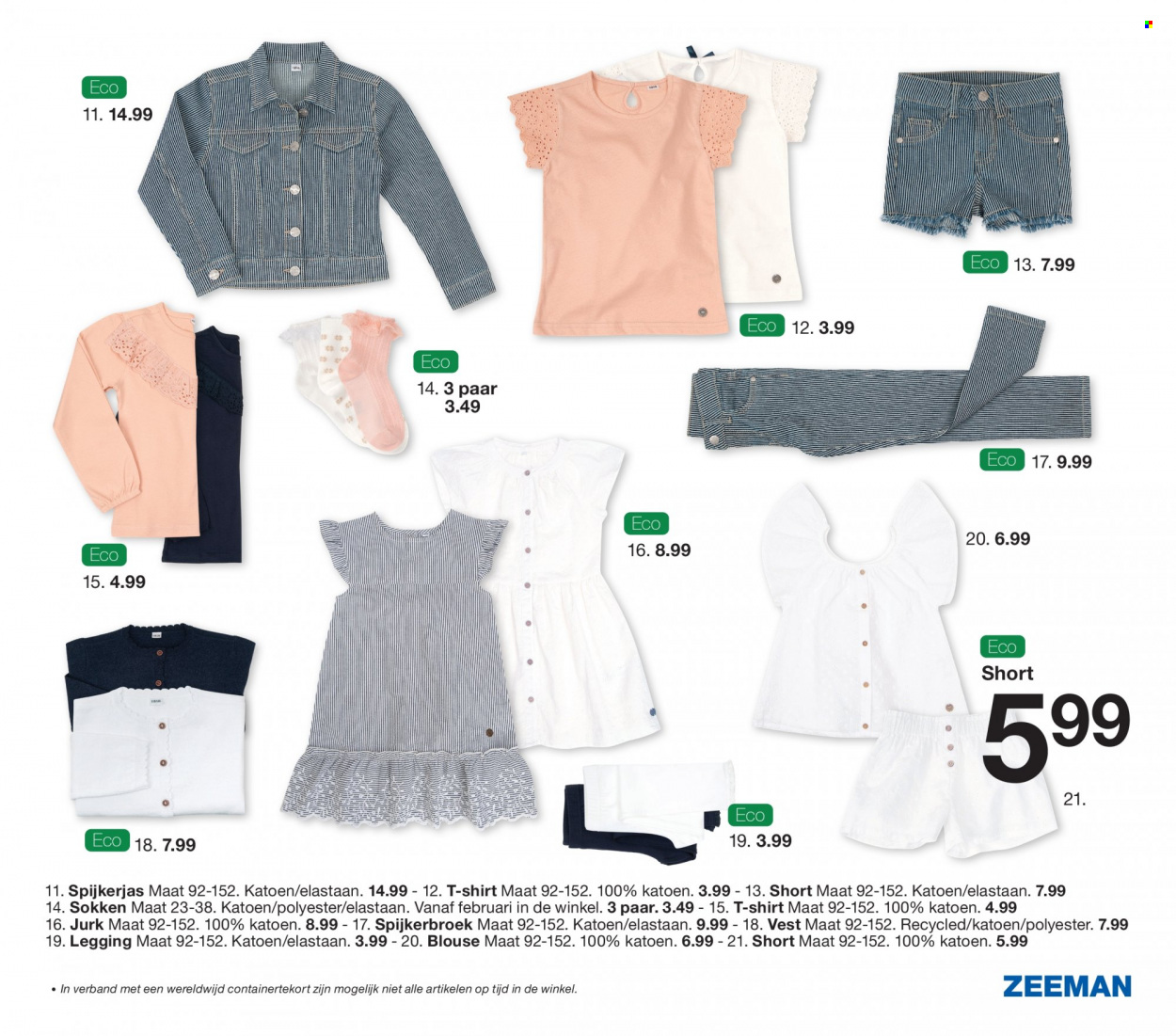 thumbnail - Zeeman-aanbieding -  producten in de aanbieding - short, jurk, blouse, shirt, t-shirt, vest. Pagina 35.