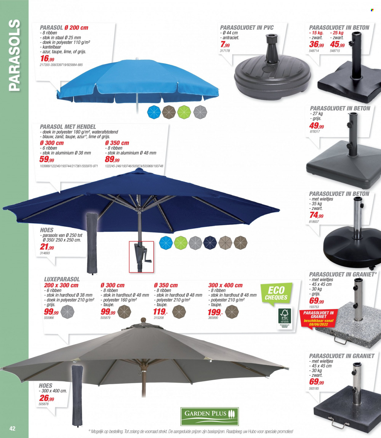 thumbnail - Catalogue Hubo - 29/03/2022 - 30/06/2022 - Produits soldés - béton, parasol. Page 42.