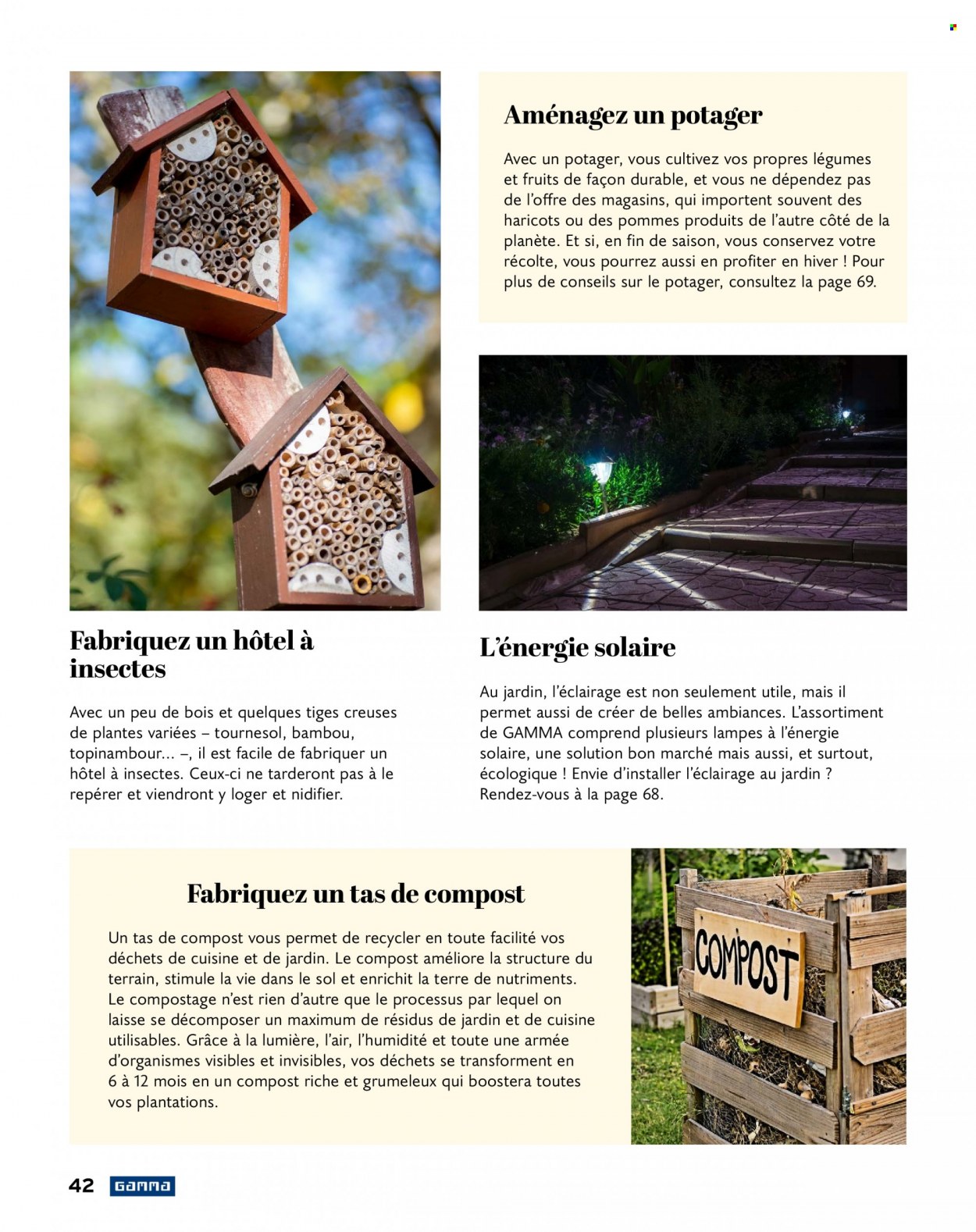 thumbnail - Catalogue Gamma - Produits soldés - lampe, hôtel à insectes. Page 42.