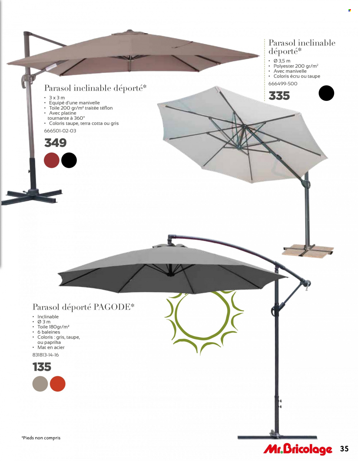 thumbnail - Catalogue Mr. Bricolage - 31/03/2022 - 30/06/2022 - Produits soldés - parasol, parasol déporté. Page 35.