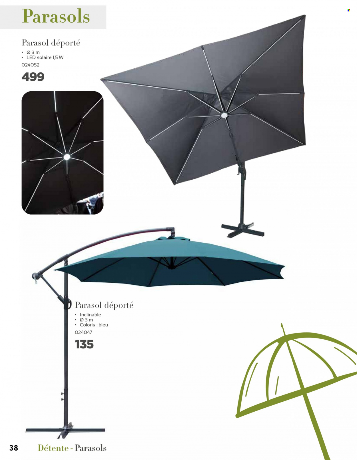 thumbnail - Mr. Bricolage-aanbieding - 31/03/2022 - 30/06/2022 -  producten in de aanbieding - parasol. Pagina 38.