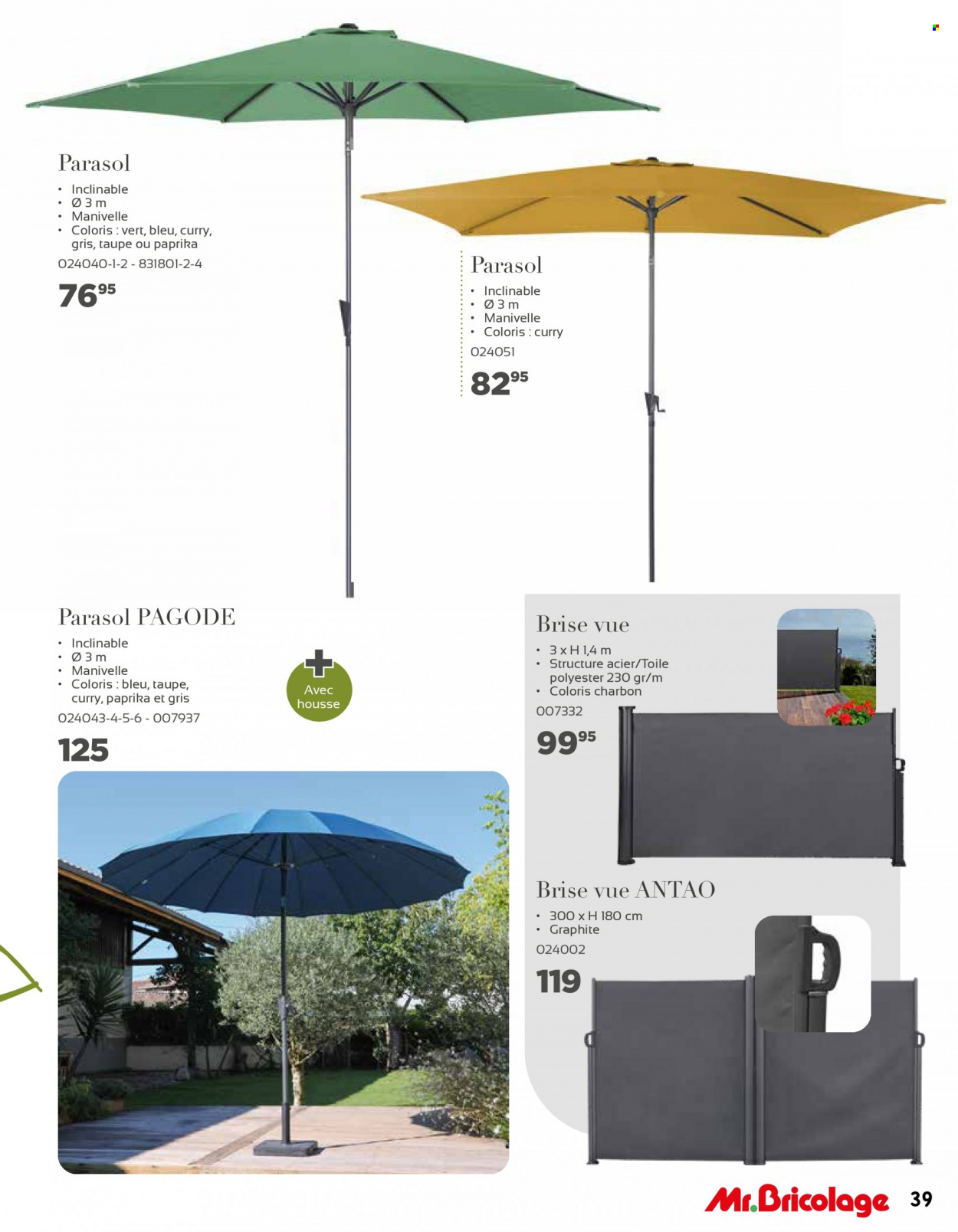 thumbnail - Catalogue Mr. Bricolage - 31/03/2022 - 30/06/2022 - Produits soldés - parasol. Page 39.