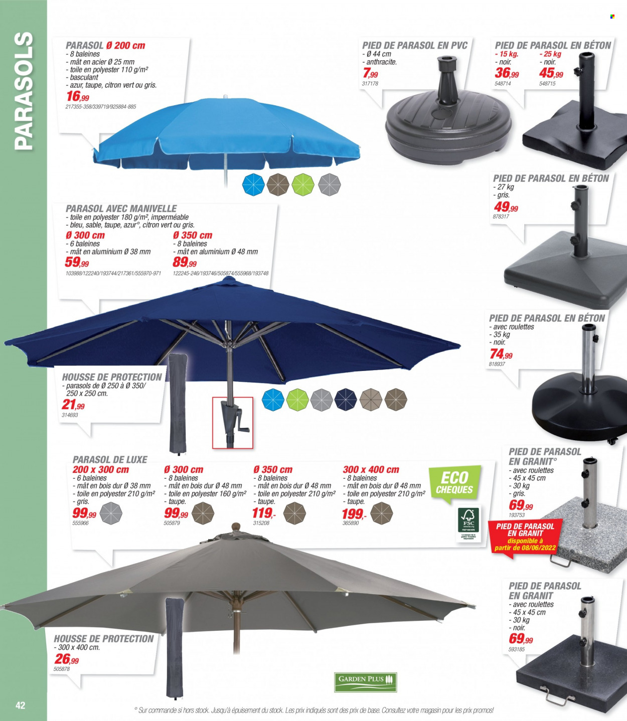 thumbnail - Hubo-aanbieding - 04/04/2022 - 30/06/2022 -  producten in de aanbieding - mat, parasol. Pagina 42.