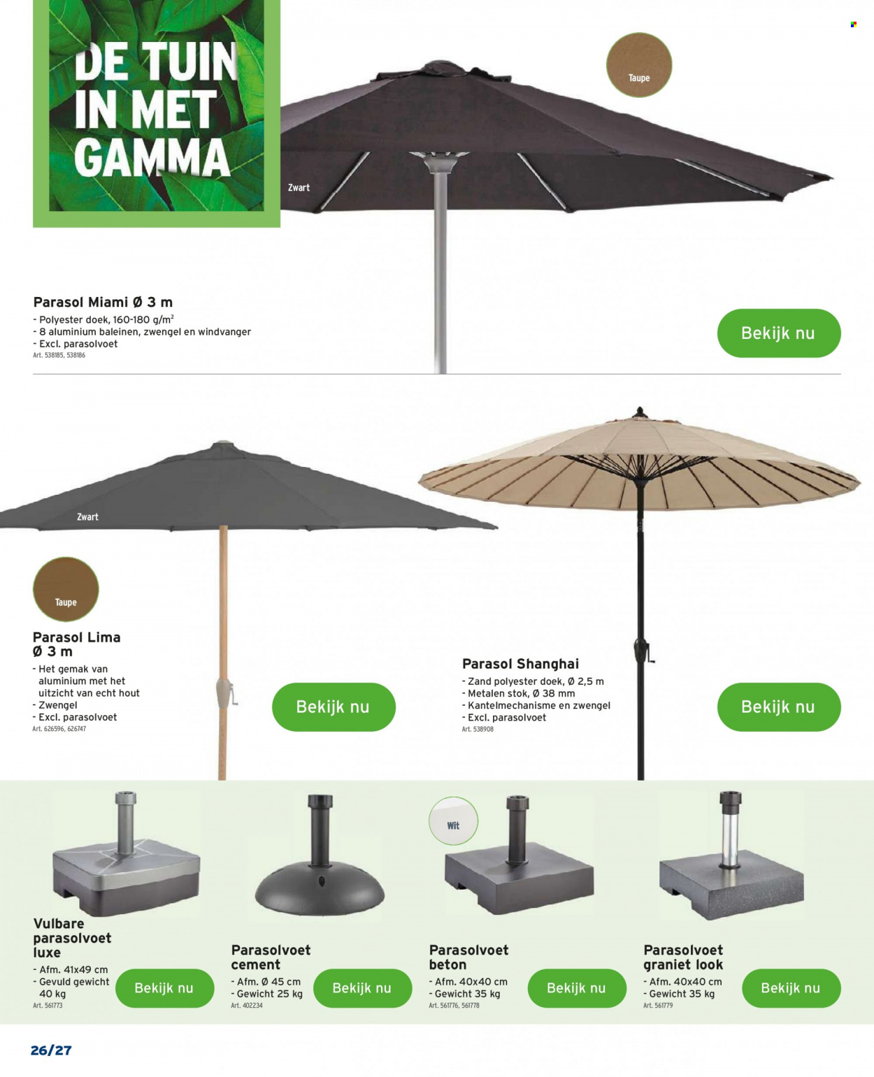 thumbnail - Gamma-aanbieding - 06/04/2022 - 28/06/2022 -  producten in de aanbieding - parasol. Pagina 26.