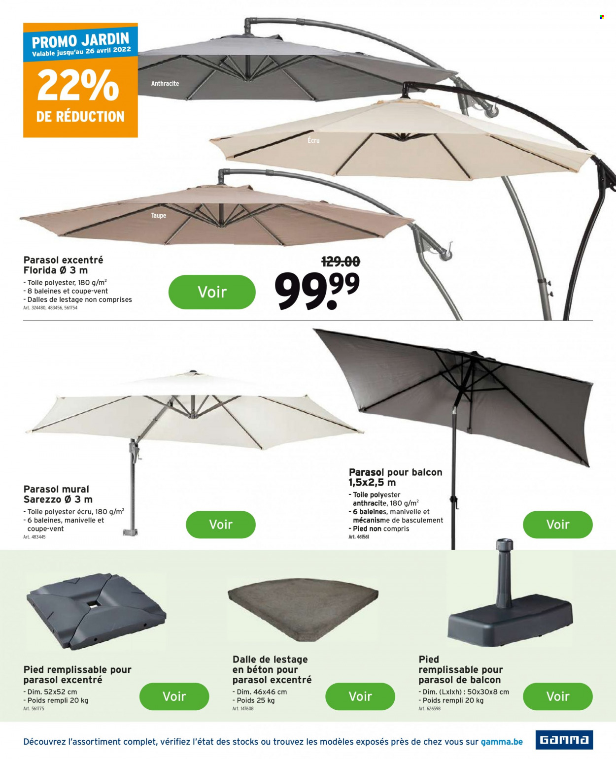 thumbnail - Gamma-aanbieding - 06/04/2022 - 21/06/2022 -  producten in de aanbieding - parasol. Pagina 25.