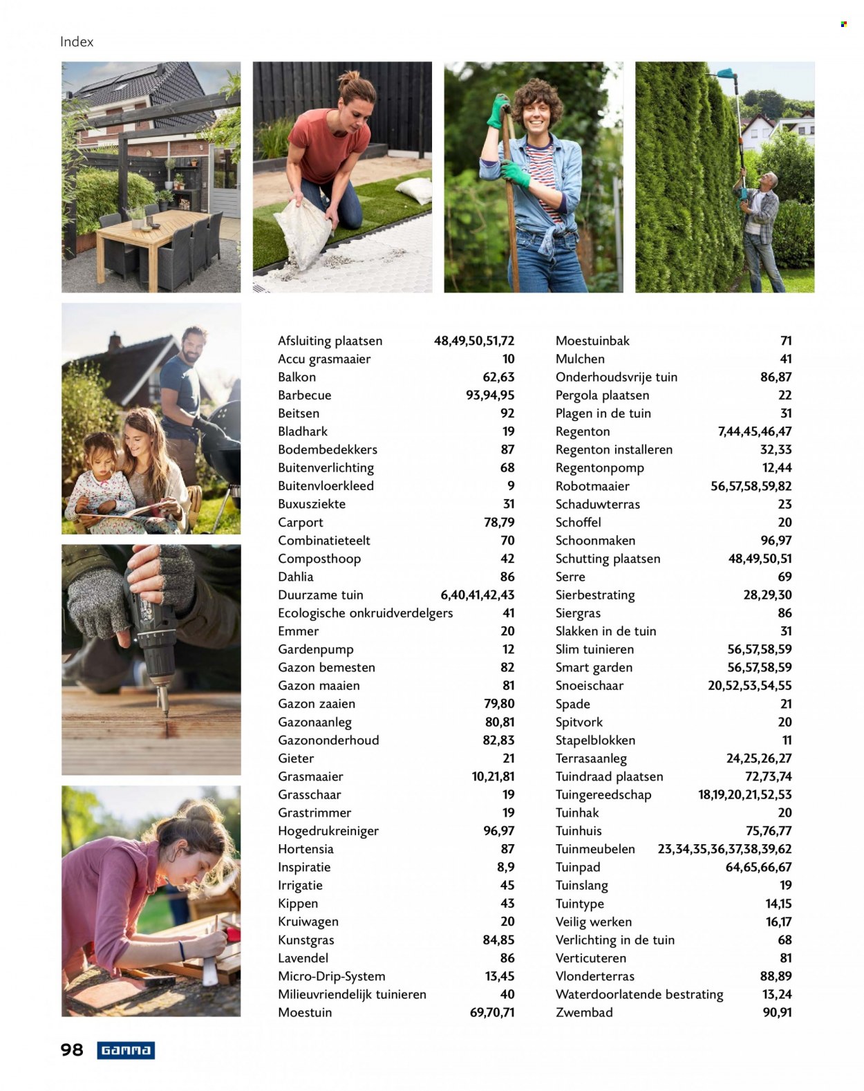 thumbnail - Gamma-aanbieding -  producten in de aanbieding - tuinmeubelen, verlichting, zwembad, lavendel, regenton. Pagina 98.