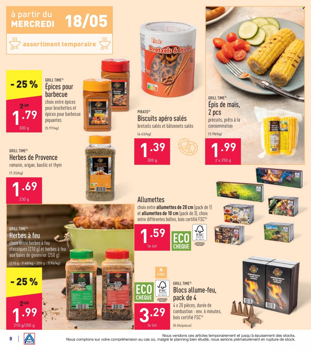 thumbnail - ALDI-aanbieding - 16/05/2022 - 21/05/2022 -  producten in de aanbieding - pretzels, BBQ, maïs. Pagina 8.