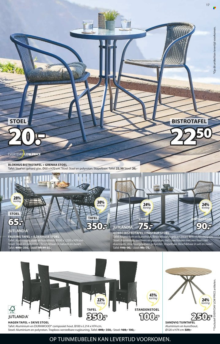 thumbnail - JYSK-aanbieding - 09/05/2022 - 22/05/2022 -  producten in de aanbieding - kussen, stoel, tuinmeubelen. Pagina 17.