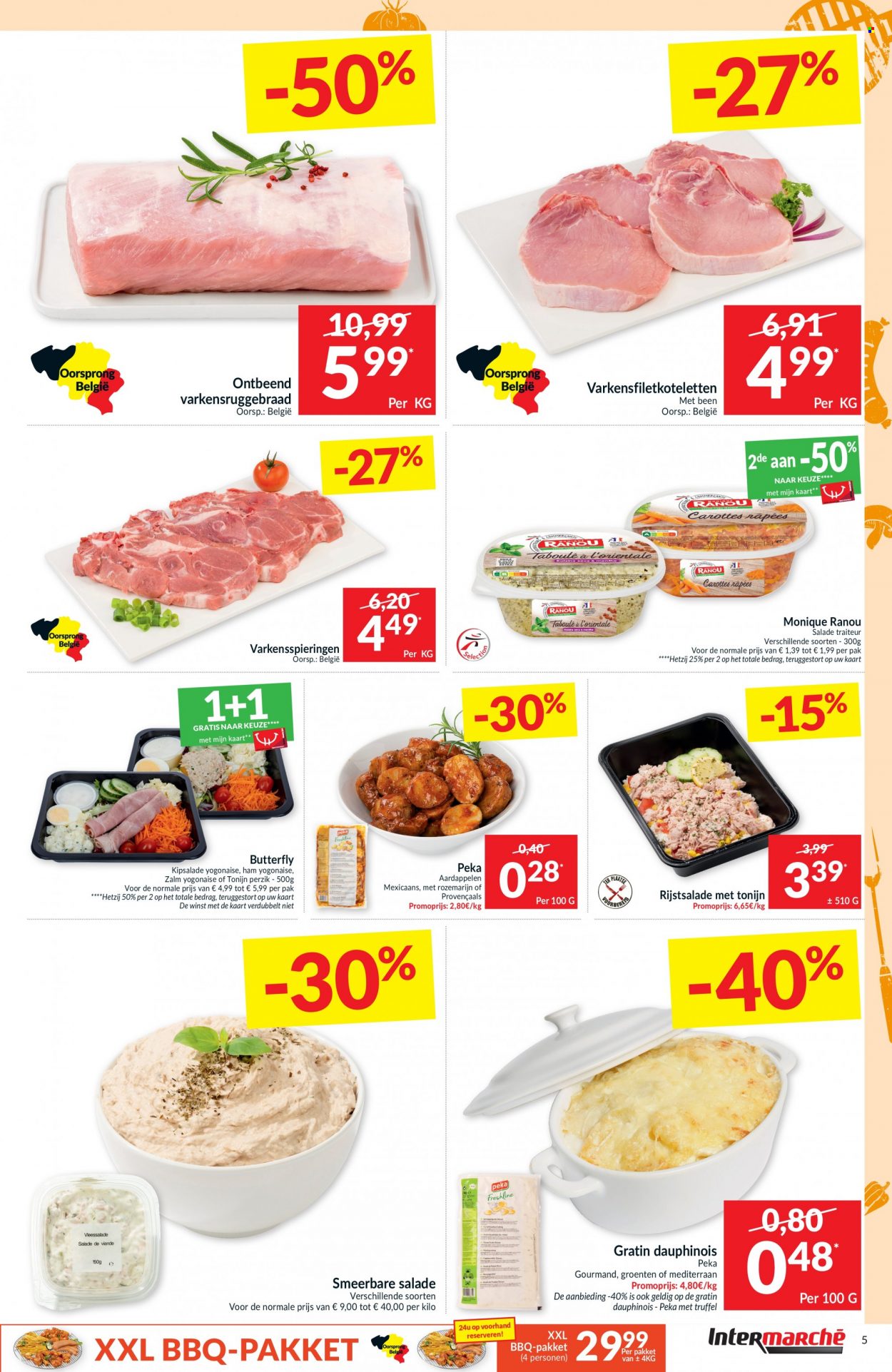 thumbnail - Intermarché-aanbieding - 17/05/2022 - 22/05/2022 -  producten in de aanbieding - truffel, aardappelen, perzik, tonijn, zalm, ham, rozemarijn, BBQ. Pagina 5.