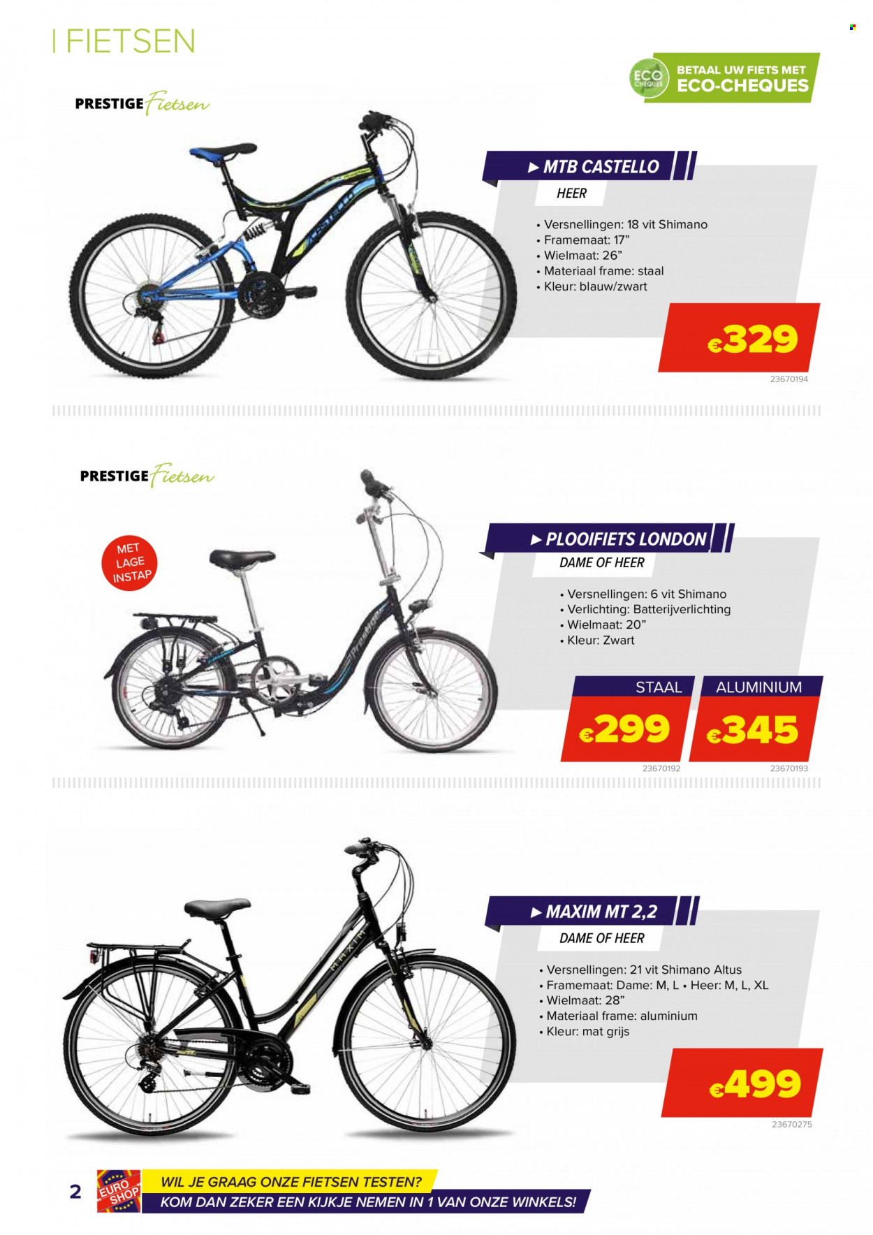 thumbnail - Euro Shop-aanbieding - 17/05/2022 - 31/08/2022 -  producten in de aanbieding - kom, Shimano, fiets, verlichting. Pagina 2.