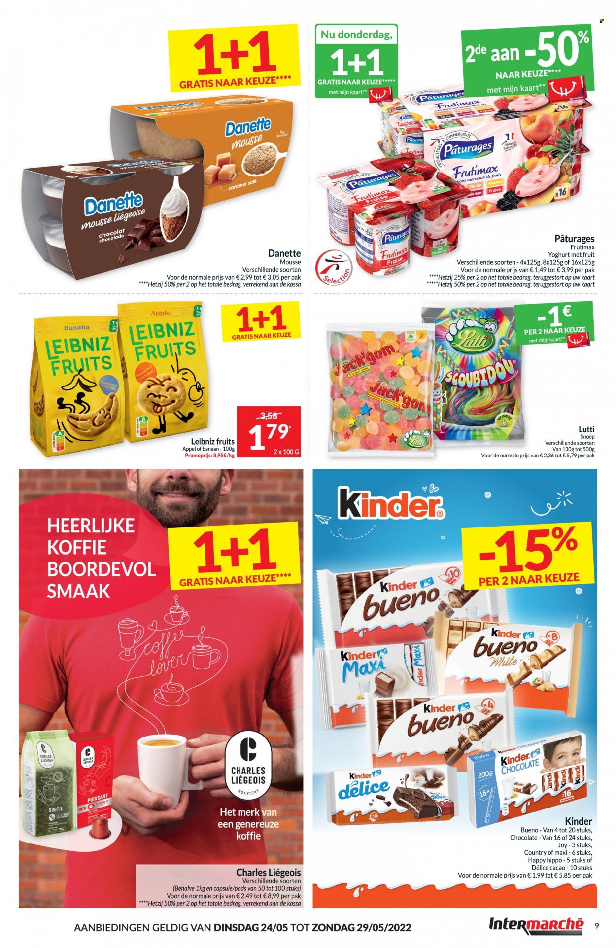 thumbnail - Intermarché-aanbieding - 24/05/2022 - 29/05/2022 -  producten in de aanbieding - banaan, ananas, Danette, yoghurt, chocolade, koffie. Pagina 9.