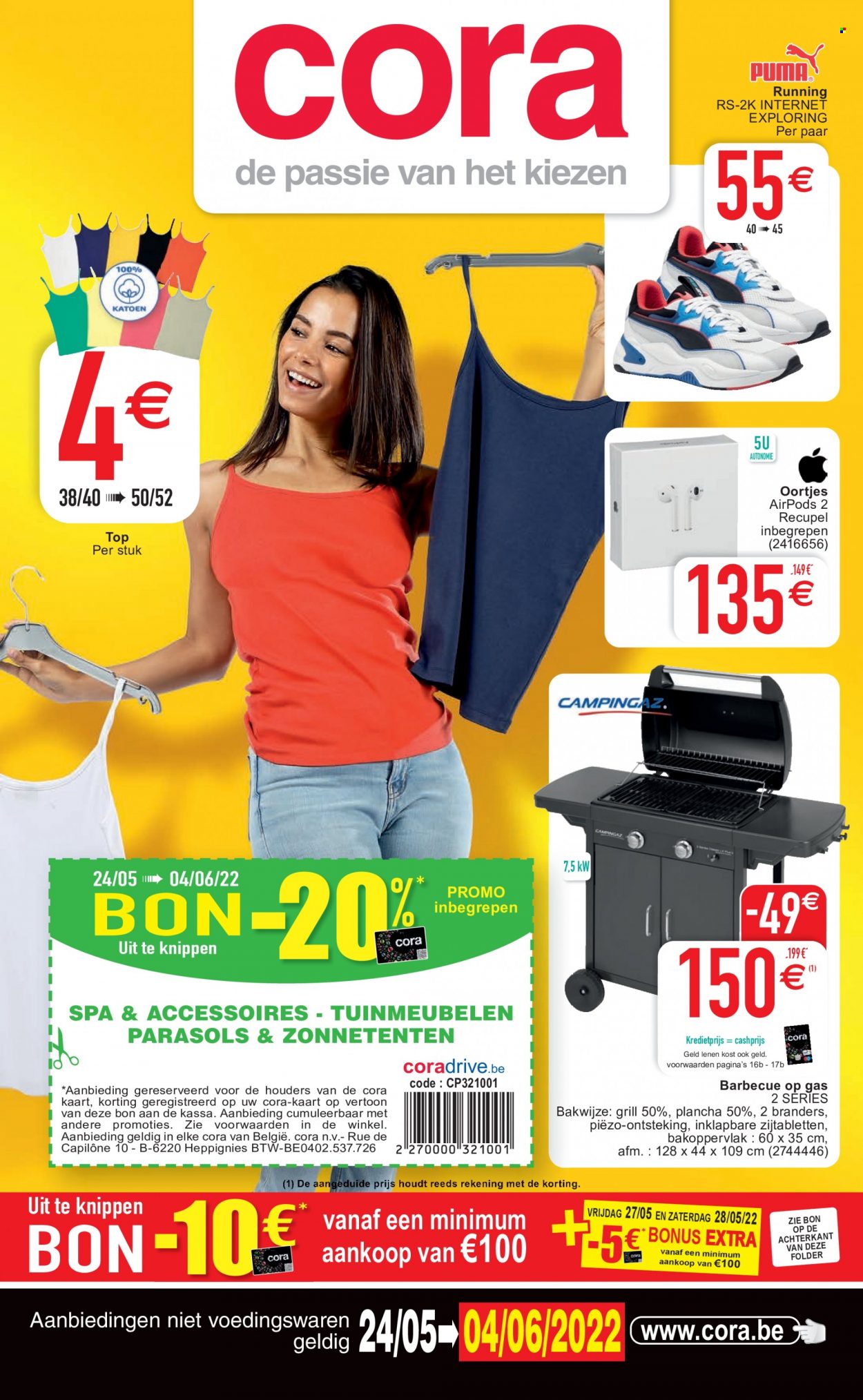 thumbnail - Catalogue Cora - 24/05/2022 - 04/06/2022 - Produits soldés - AirPods, barbecue, grill, plancha. Page 1.