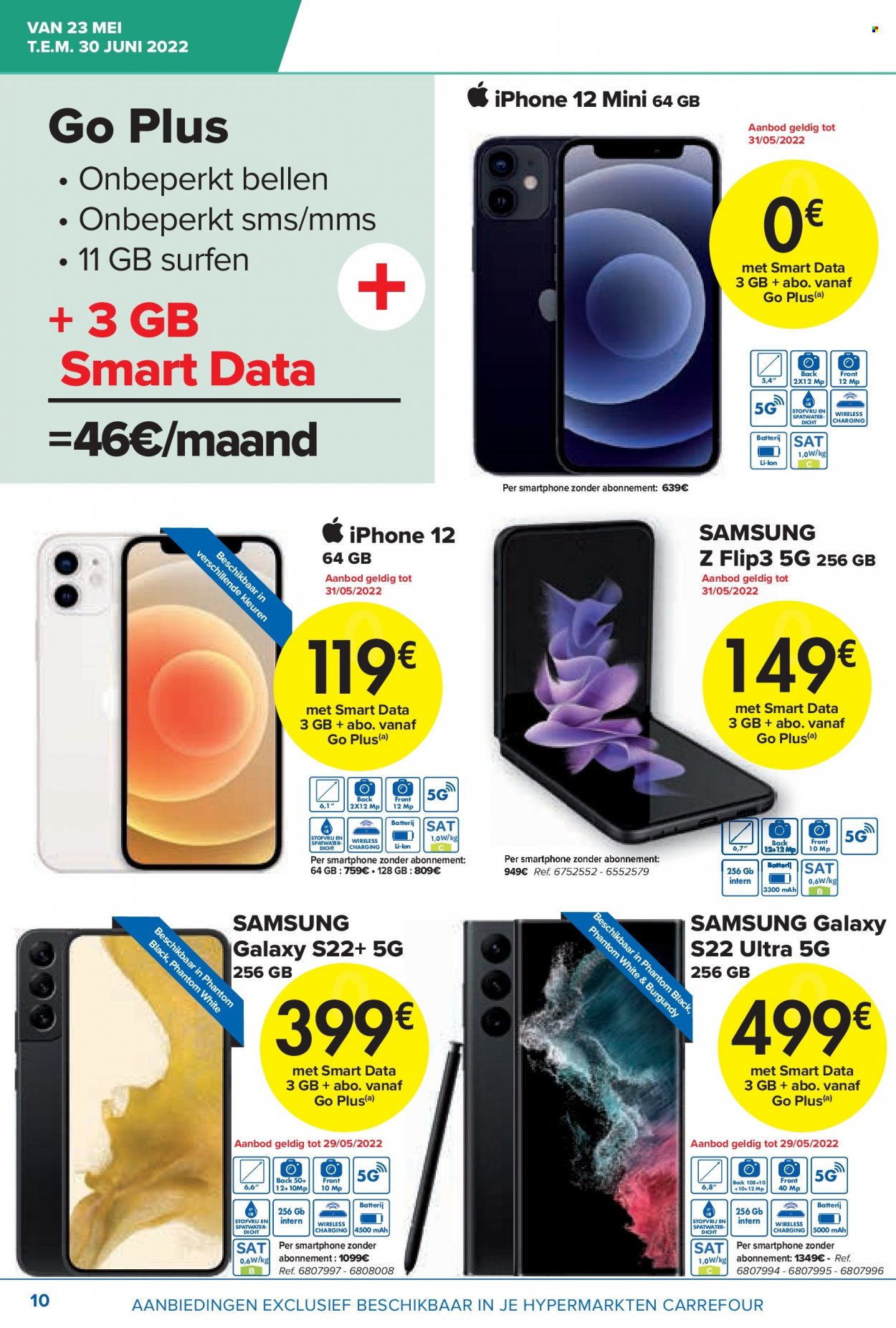 thumbnail - Carrefour hypermarkt-aanbieding - 23/05/2022 - 30/06/2022 -  producten in de aanbieding - Samsung, smartphone, iPhone, iPhone 12. Pagina 10.