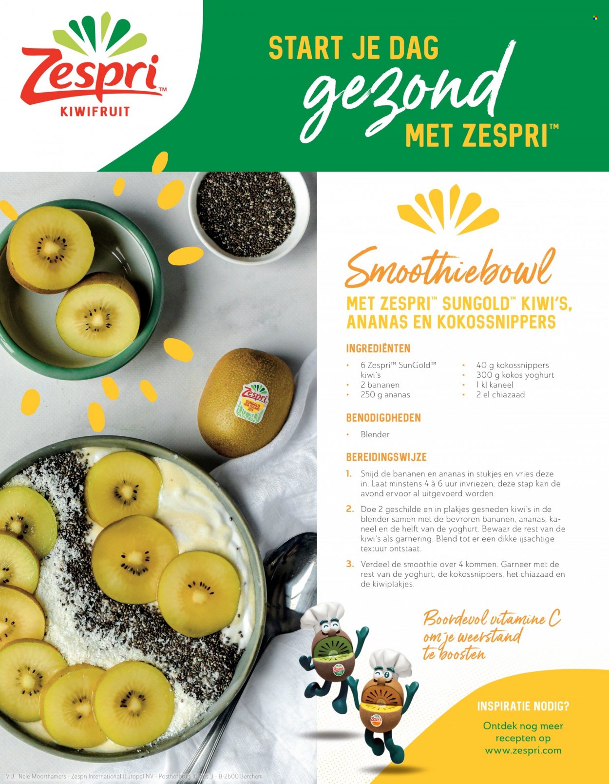 thumbnail - Delhaize-aanbieding -  producten in de aanbieding - kiwi, ananas, yoghurt, kaneel, smoothie, vitamine. Pagina 6.