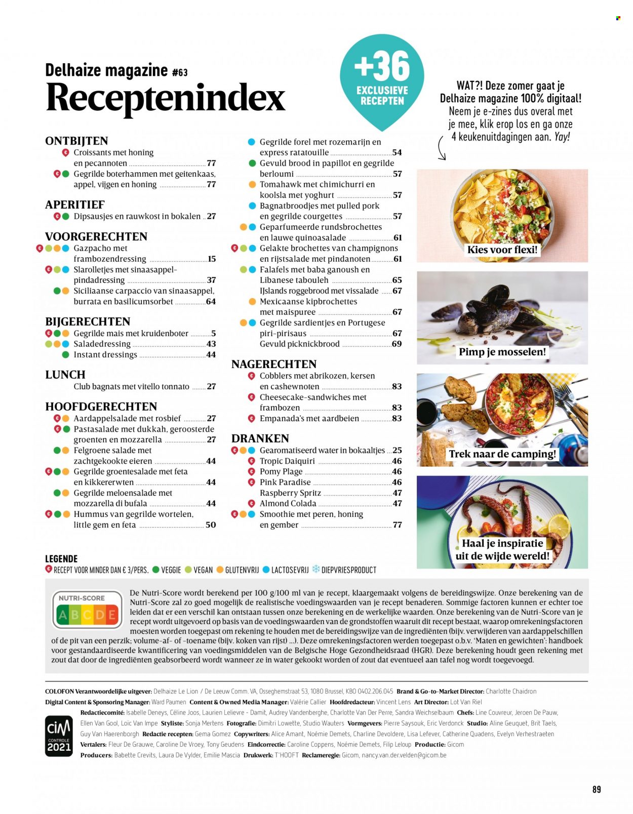 thumbnail - Catalogue Delhaize - Produits soldés - salade, courgette, croissant, champignon, carpaccio, ratatouille, gazpacho, féta, fromage, mozzarella, burrata, Lion, smoothie, Spritz. Page 89.