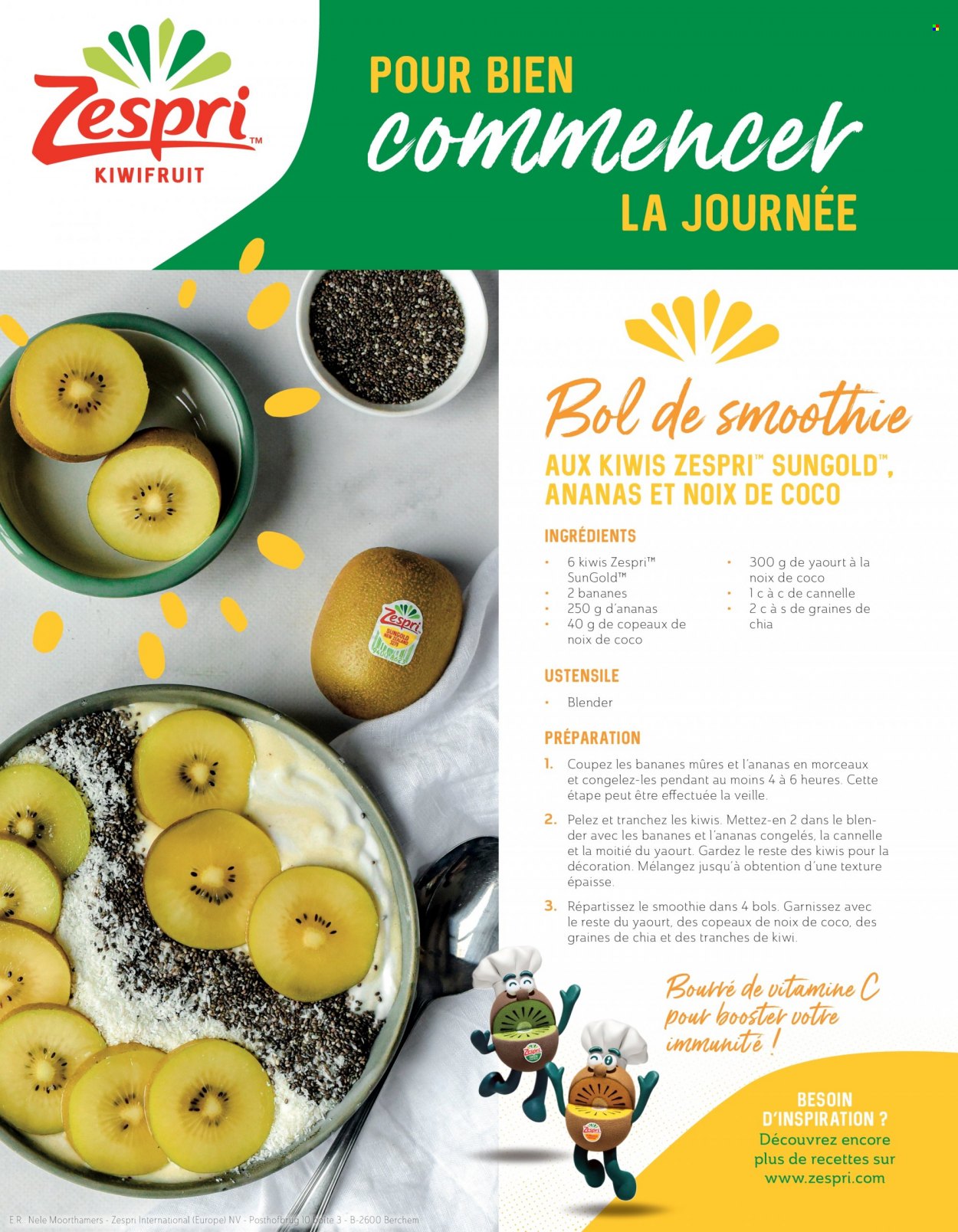 thumbnail - Delhaize-aanbieding -  producten in de aanbieding - kiwi, ananas, chia, smoothie, vitamine. Pagina 6.