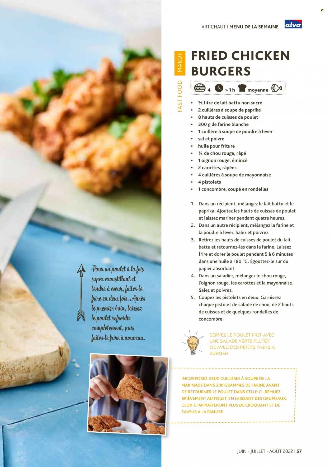 thumbnail - Catalogue Alvo - Produits soldés - artichaut, oignons, pain, cuisses de poulet, viande de poulet. Page 57.