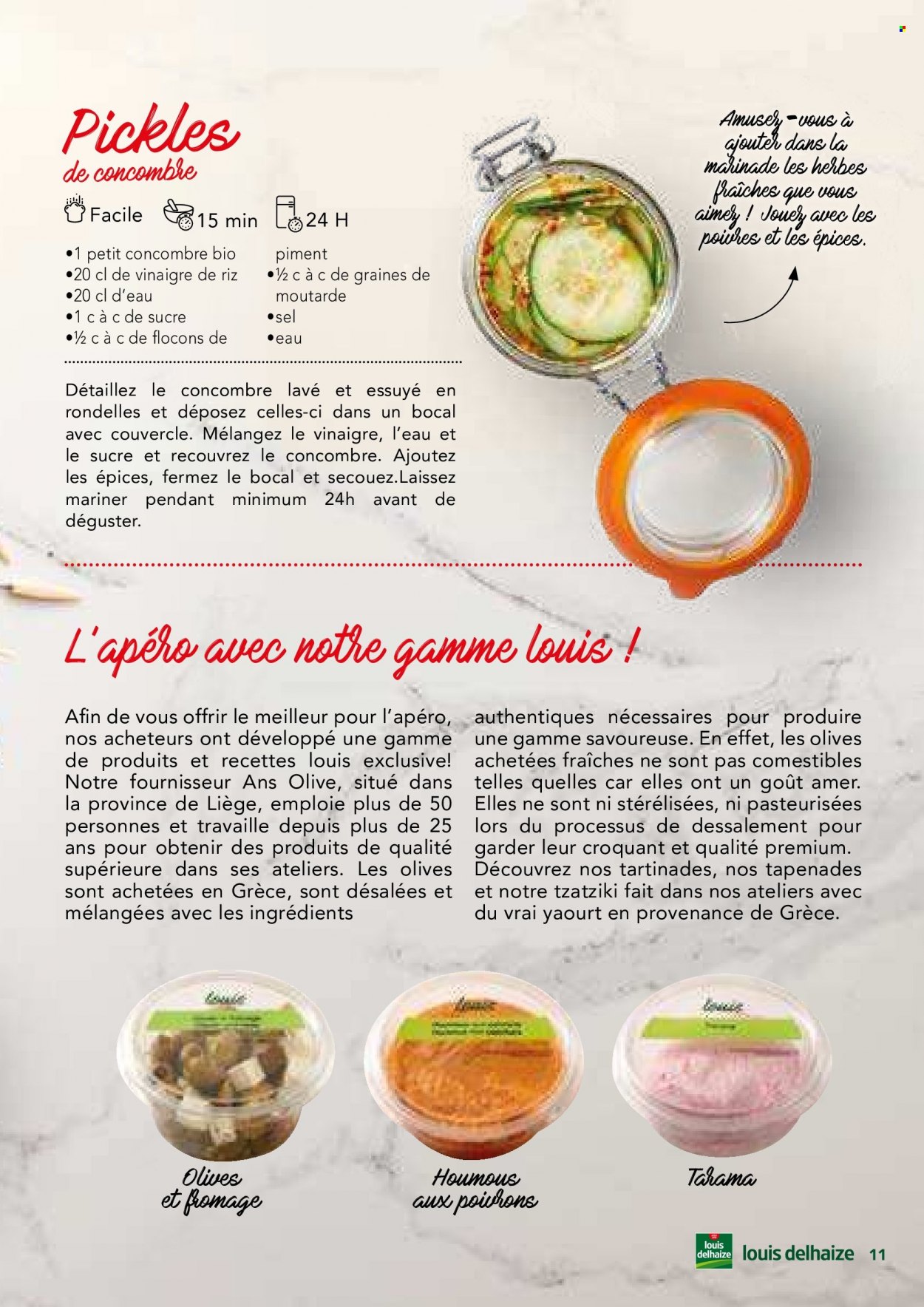 thumbnail - Louis Delhaize-aanbieding -  producten in de aanbieding - parmezaanse kaas, Tzatziki, chips, mosterd, maïs. Pagina 11.