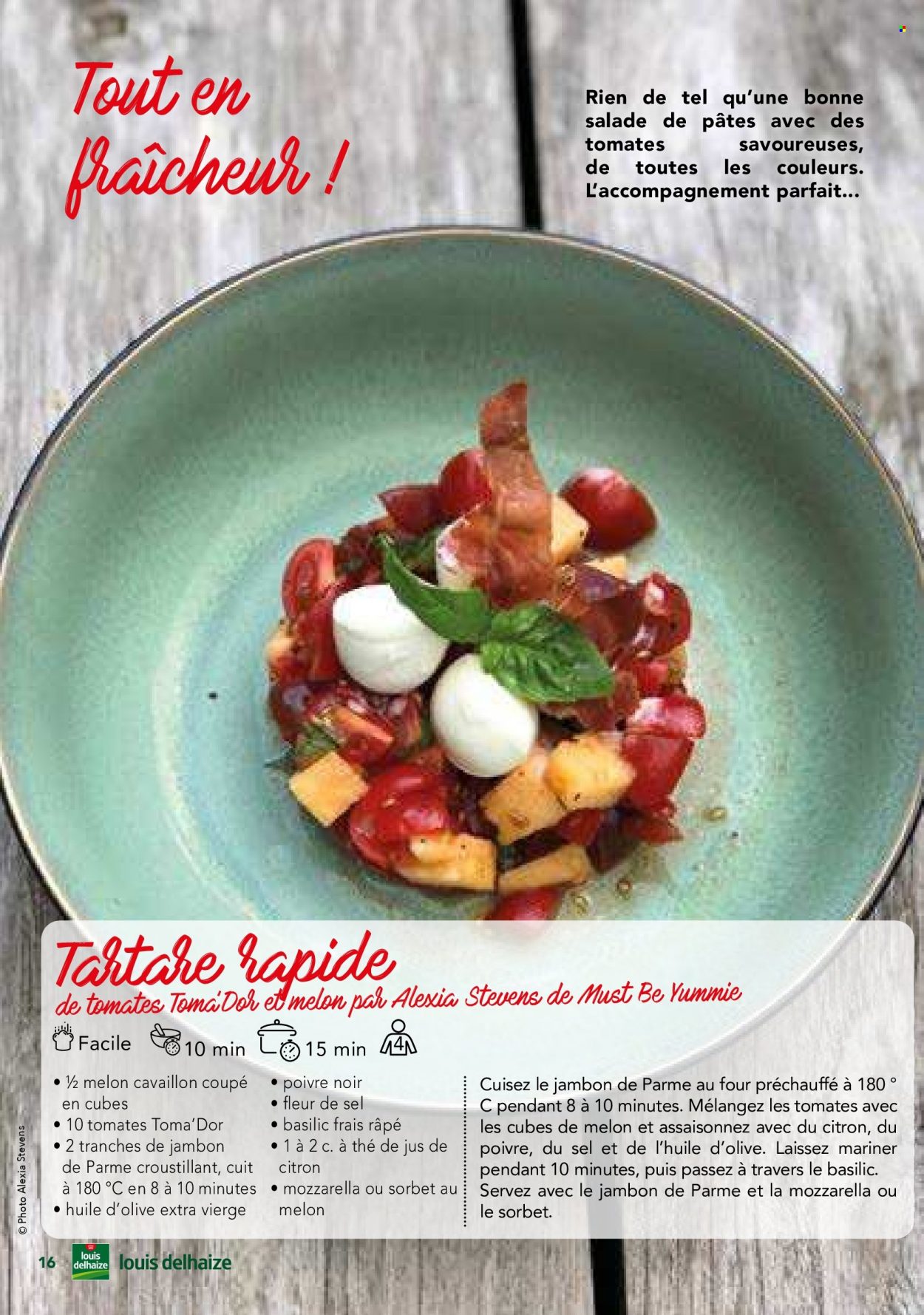 thumbnail - Catalogue Louis Delhaize - Produits soldés - salade, piment, jambon de parme, salade de pâtes, olives noires, thé, persil. Page 16.