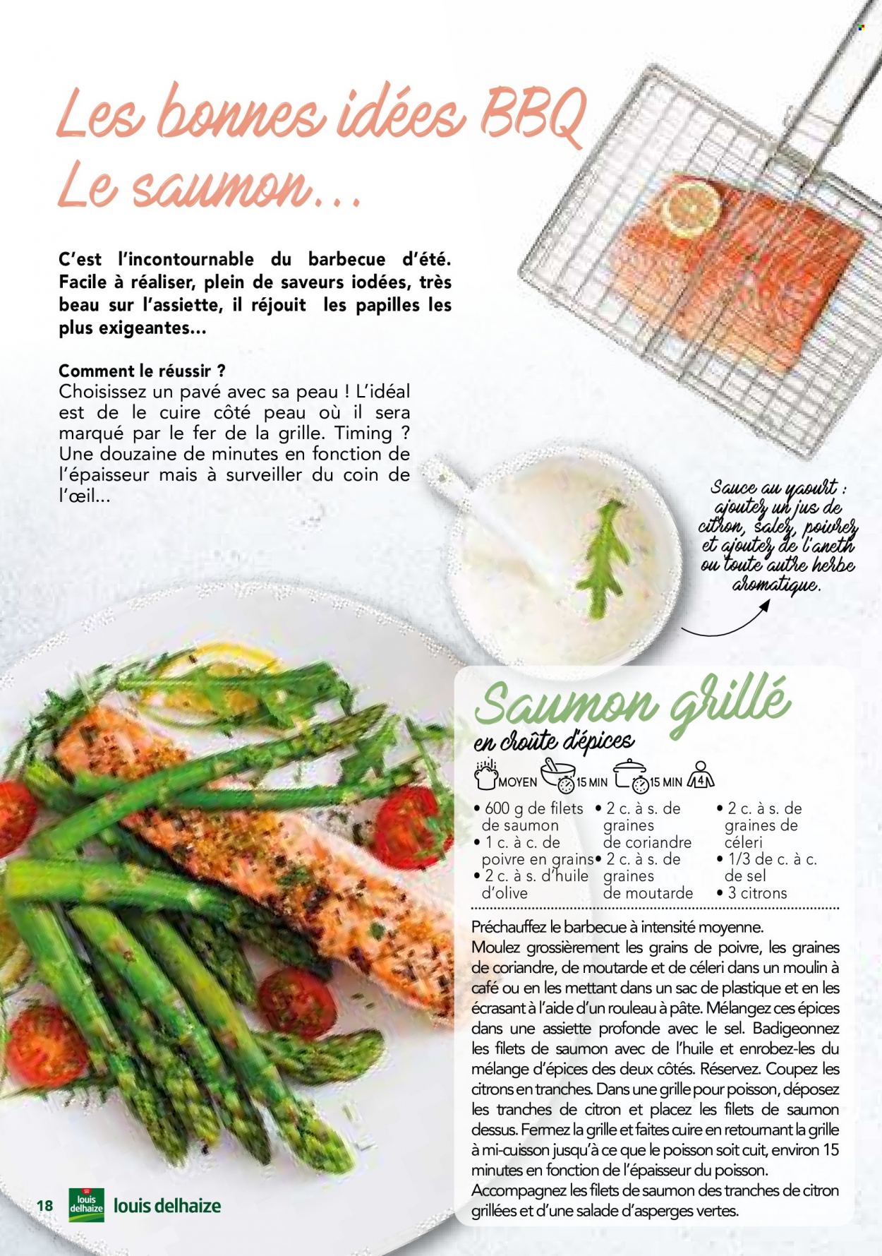 thumbnail - Louis Delhaize-aanbieding -  producten in de aanbieding - champignons, asperges, courgette, mosterd, pesto, BBQ, maïs. Pagina 18.