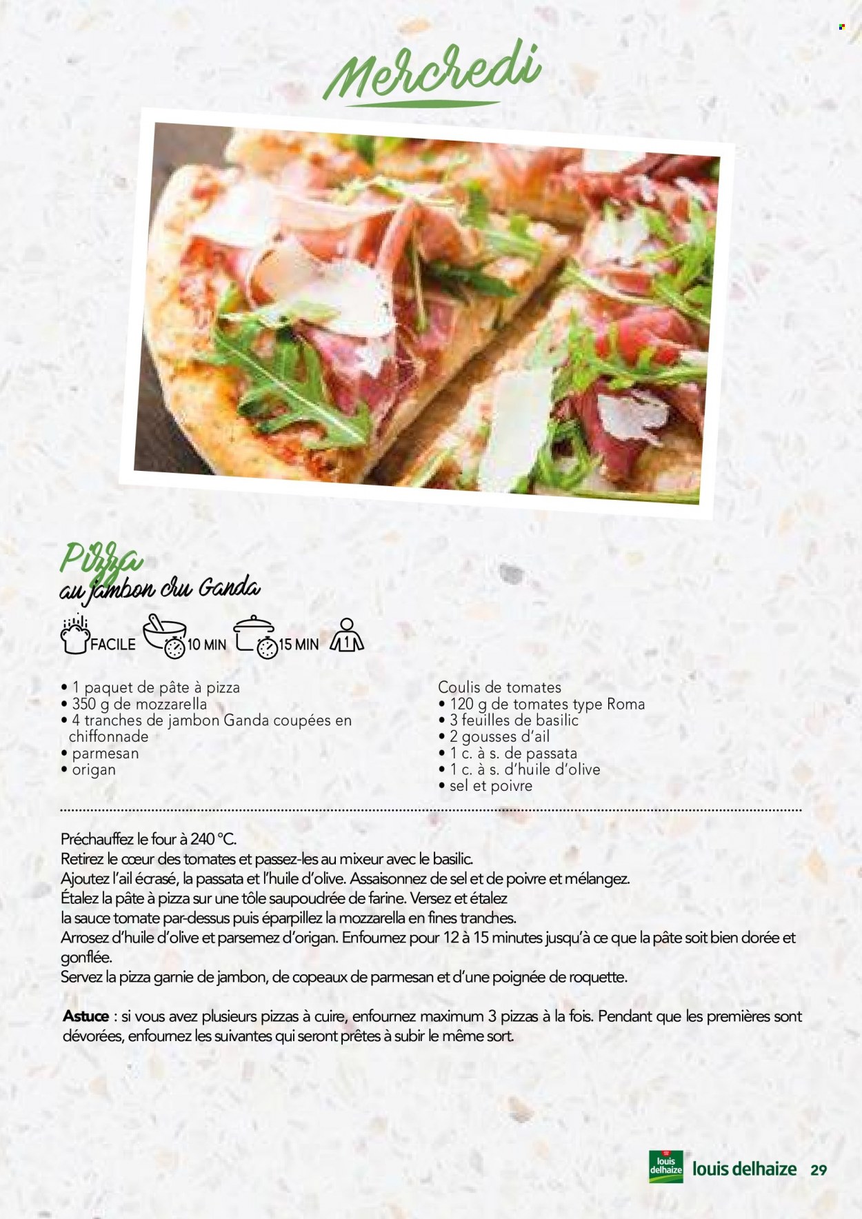 thumbnail - Louis Delhaize-aanbieding -  producten in de aanbieding - pizza, parmezaanse kaas, Crottin, Chèvre, mozzarella, Philadelphia. Pagina 29.