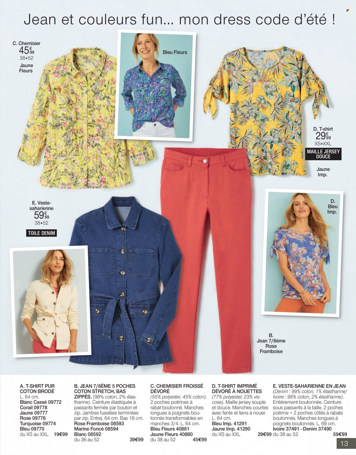 thumbnail - Catalogue Damart - Produits soldés - sandales, veste, jeans, chemisier, t-shirt. Page 13.