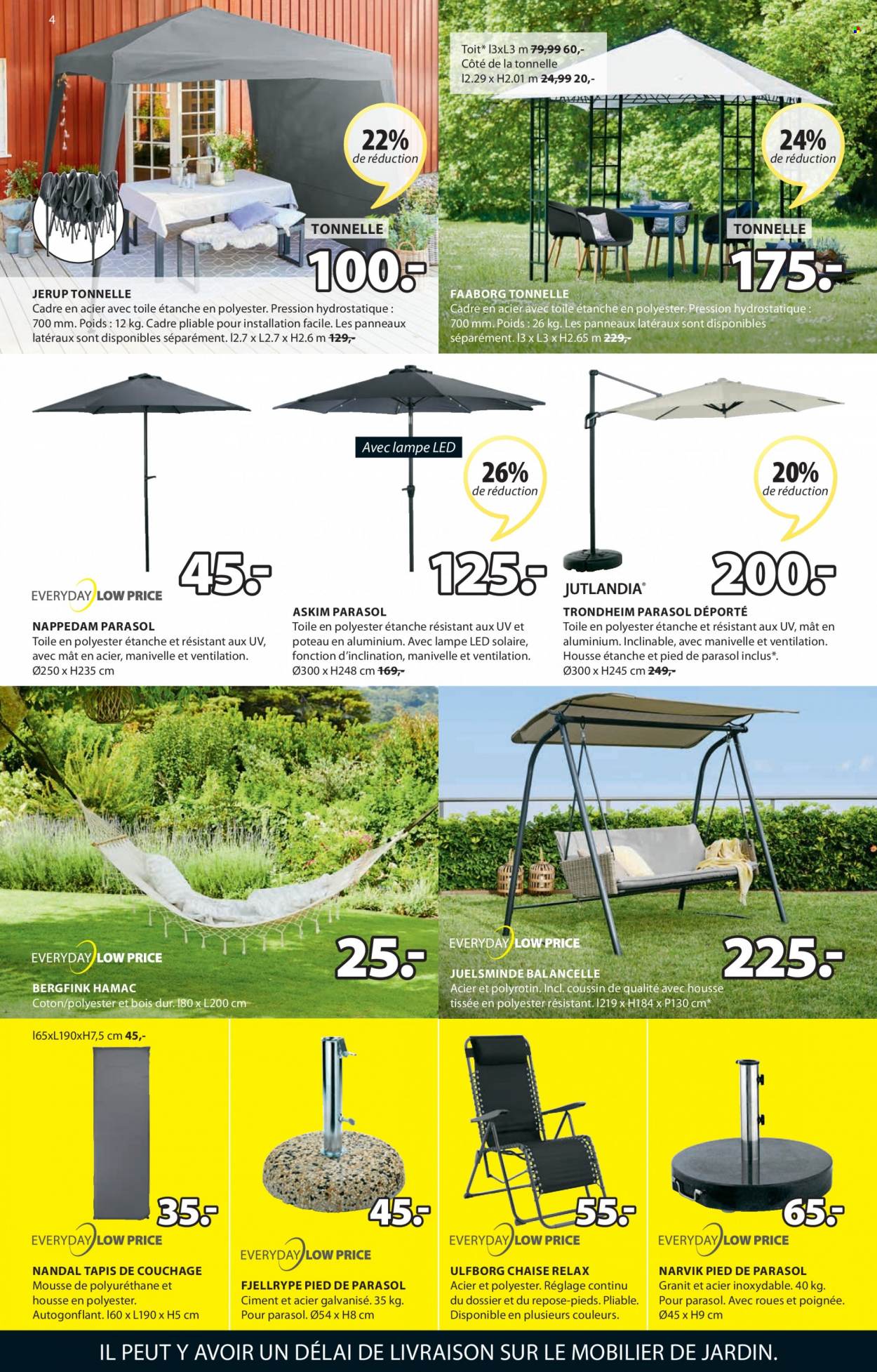 thumbnail - Catalogue JYSK - 13/06/2022 - 30/06/2022 - Produits soldés - chaise, coussin, tapis, repose-pieds, tonnelle, pied de parasol, parasol déporté. Page 4.