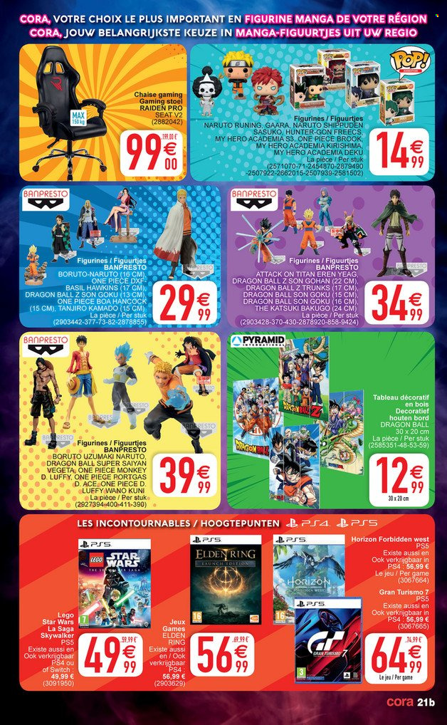 thumbnail - Catalogue Cora - 14/06/2022 - 27/06/2022 - Produits soldés - figurine, PS4, PS5, chaise, boa, dragon, Lego, Lego Star Wars. Page 21.