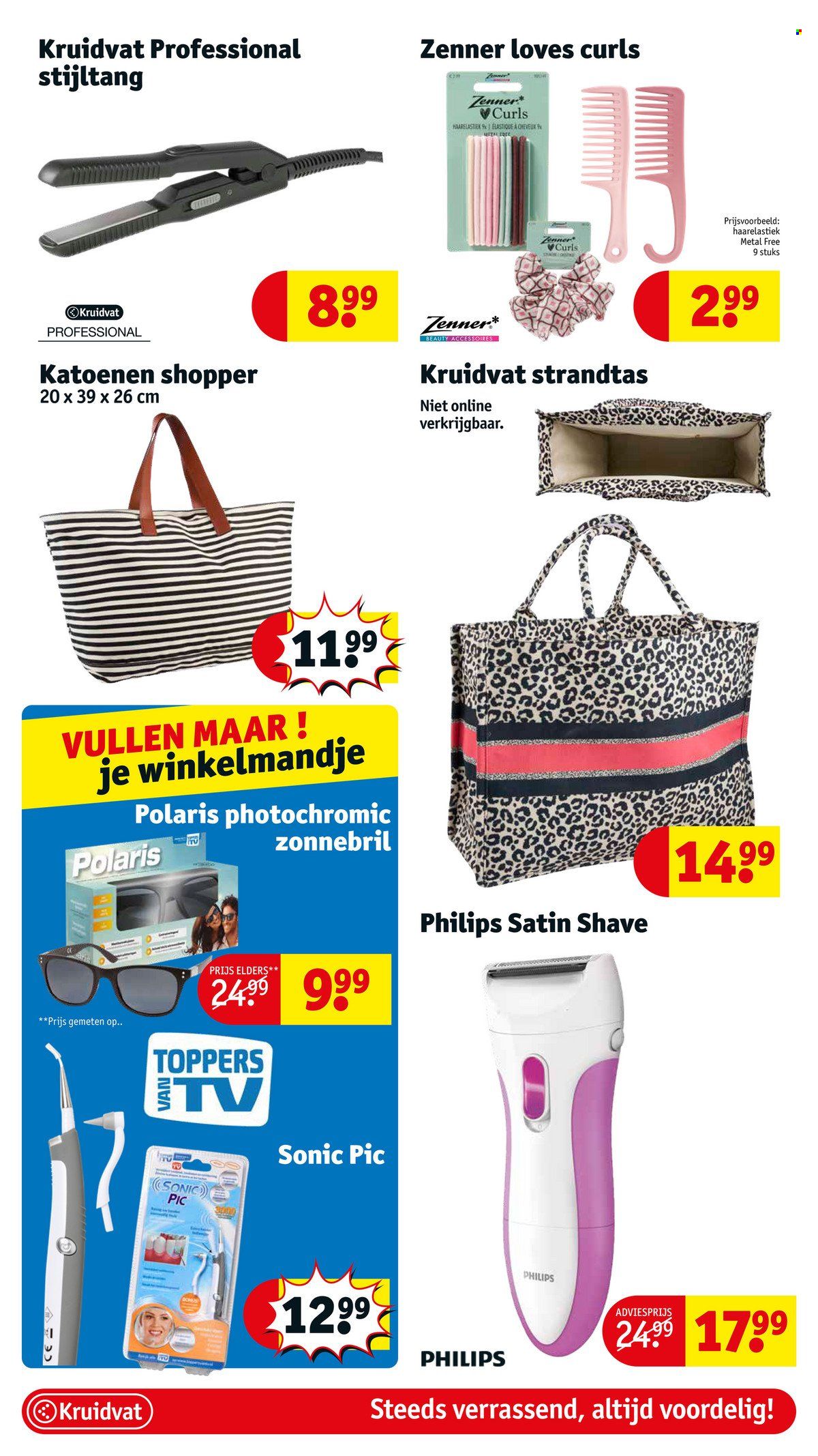 thumbnail - Kruidvat-aanbieding - 14/06/2022 - 26/06/2022 -  producten in de aanbieding - Philips, stijltang, shopper, strandtas, zonnebril. Pagina 43.