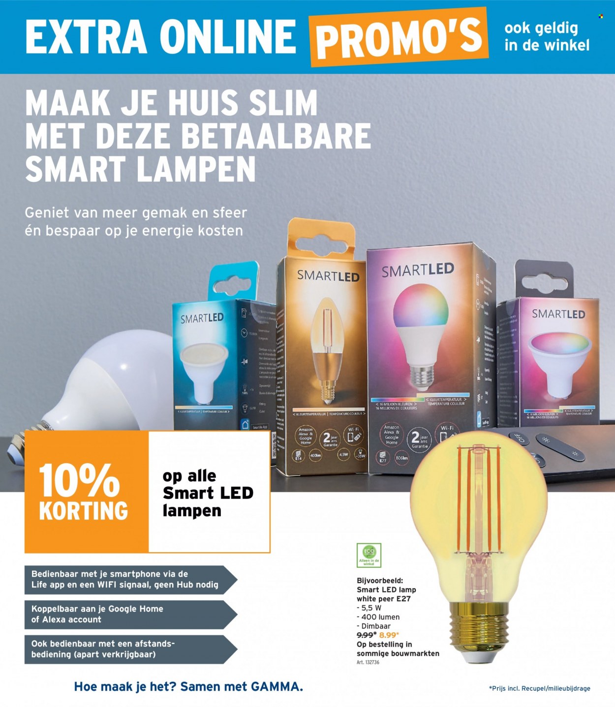 thumbnail - Gamma-aanbieding - 15/06/2022 - 28/06/2022 -  producten in de aanbieding - Gamma, led lamp, wifi, lamp. Pagina 12.