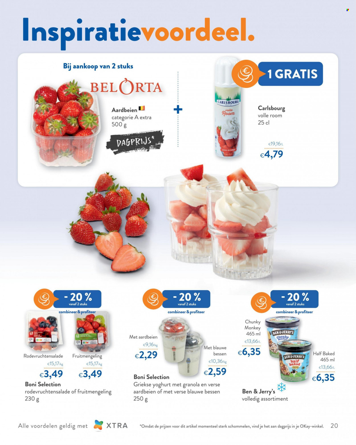 thumbnail - OKay-aanbieding - 15/06/2022 - 28/06/2022 -  producten in de aanbieding - bessen, bosbessen, yoghurt, griekse yoghurt, room, Ben & Jerry's, granola. Pagina 20.