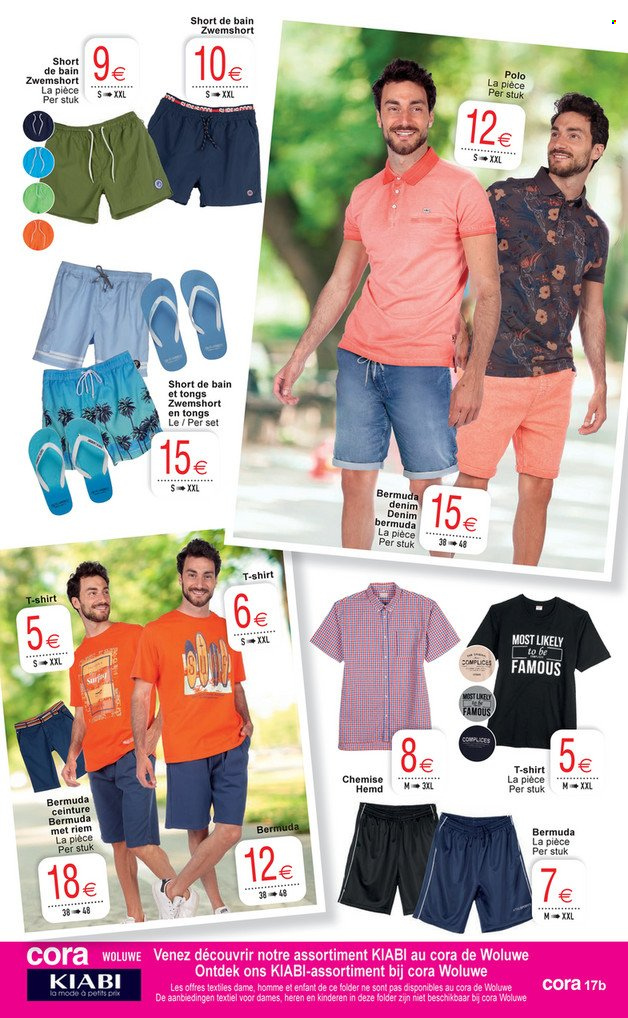 thumbnail - Catalogue Cora - 21/06/2022 - 04/07/2022 - Produits soldés - tongs, shorts, chemise, t-shirt, ceinture. Page 17.