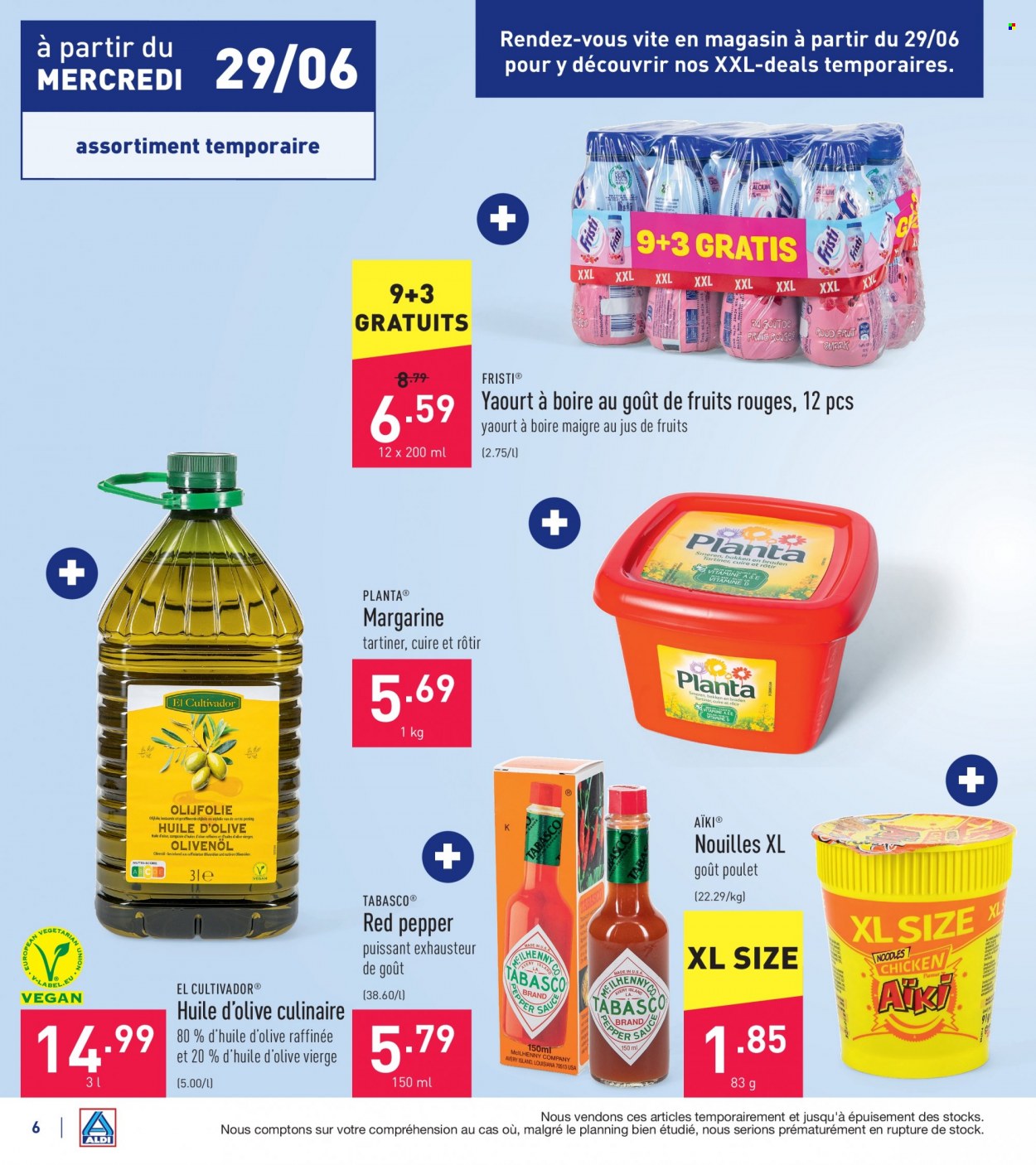 thumbnail - Catalogue ALDI - 27/06/2022 - 02/07/2022 - Produits soldés - poulet, nouilles, yaourt, margarine. Page 6.
